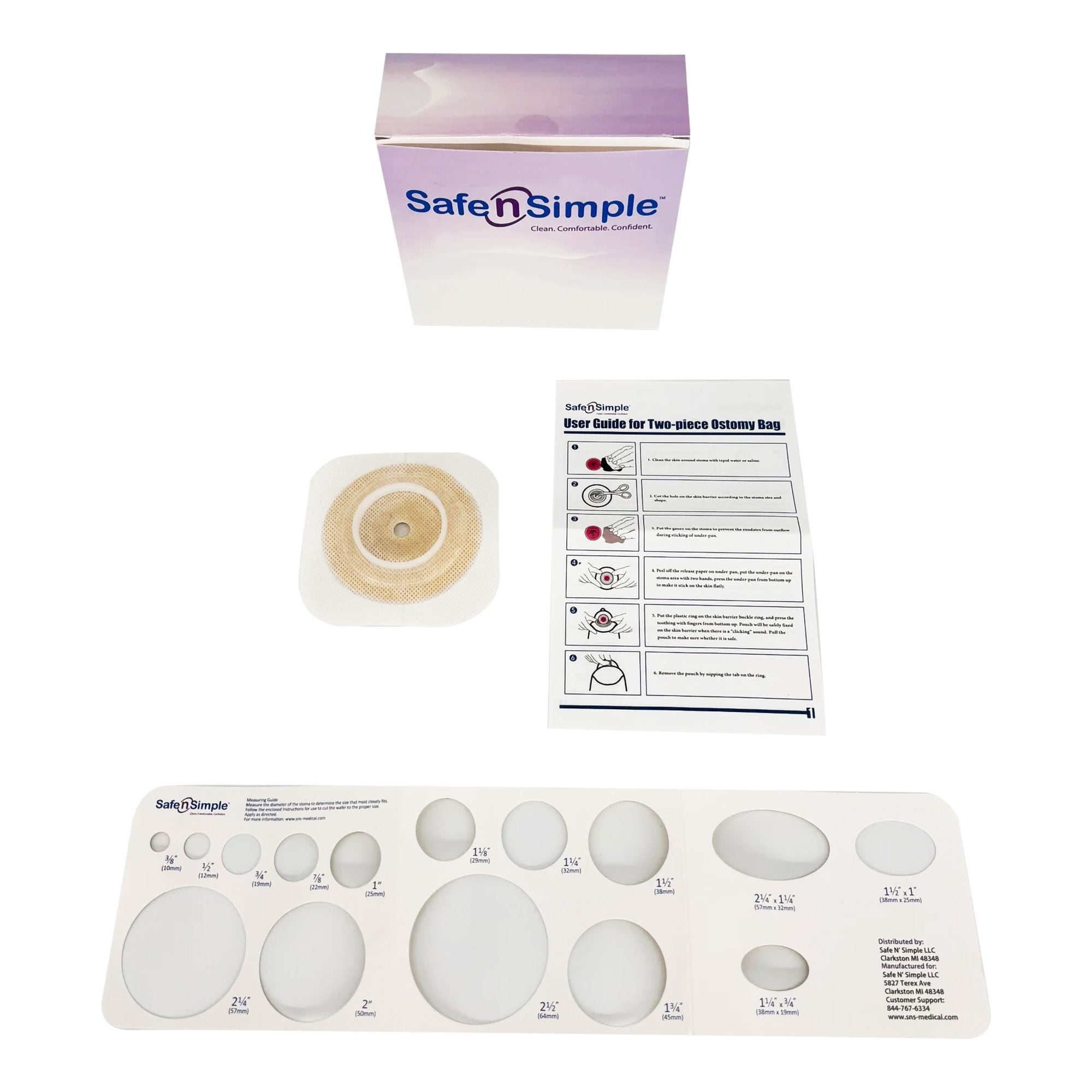 Safe N Simple - Ostomy Barrier Trim to Fit, Standard Wear Flexible Tape 45 mm Flange Up to 1-1/4 Inch Opening 4-1/2 X 4-1/2 Inch [80/CS]