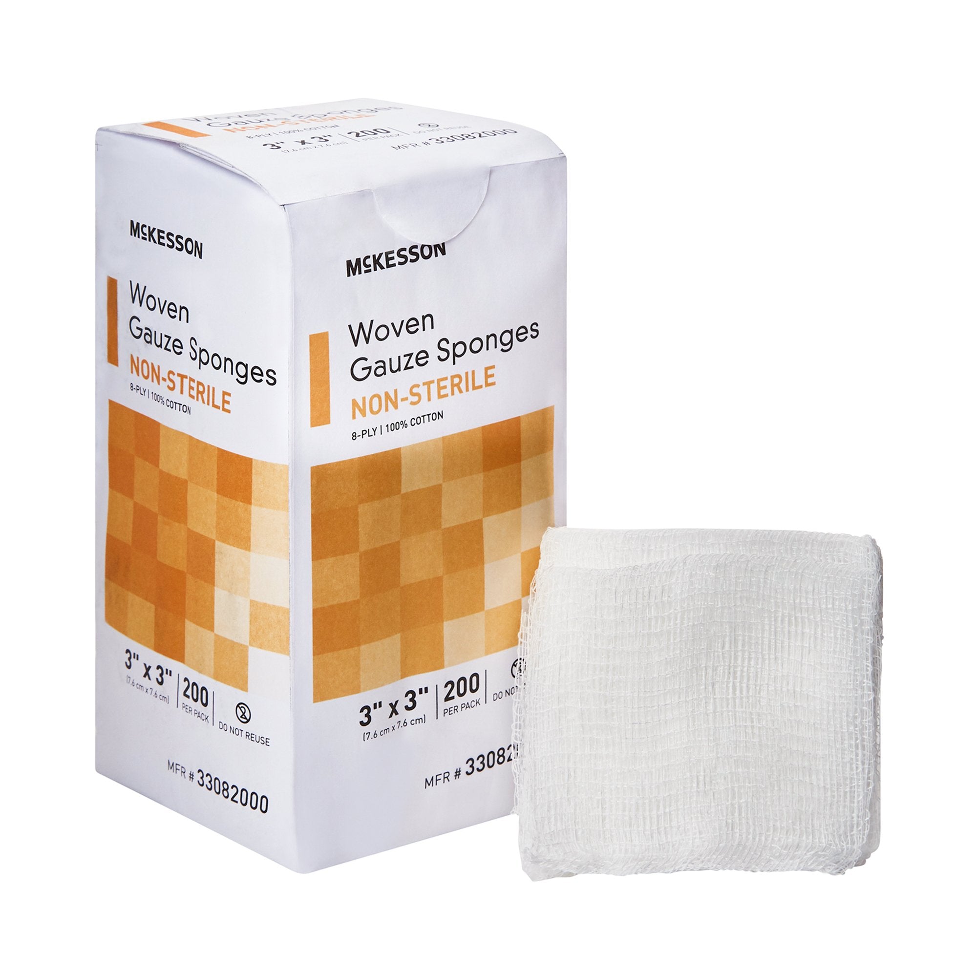 McKesson Brand - Gauze Sponge McKesson 3 X 3 Inch 8-Ply NonSterile 200 per Pack [4000/CS]