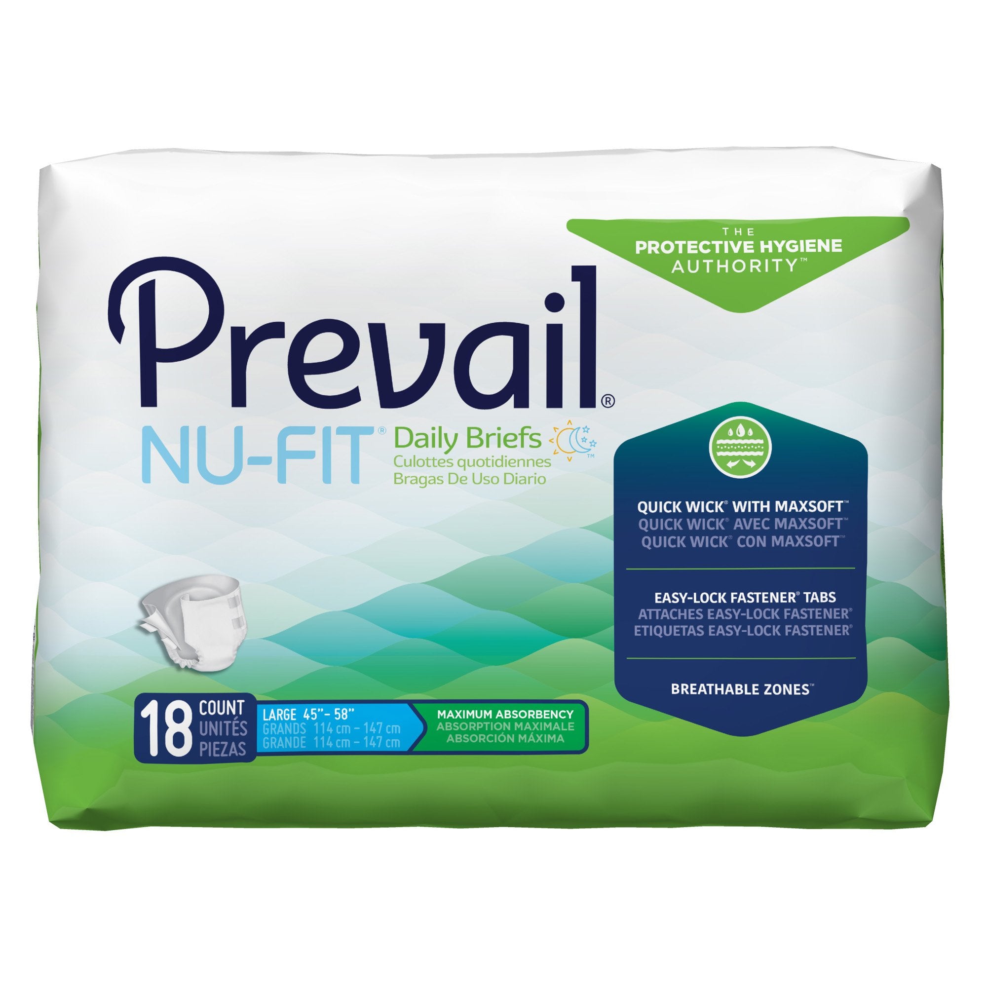 First Quality - Unisex Adult Incontinence Brief Prevail® Nu-Fit® Large Disposable Heavy Absorbency [4/CS]