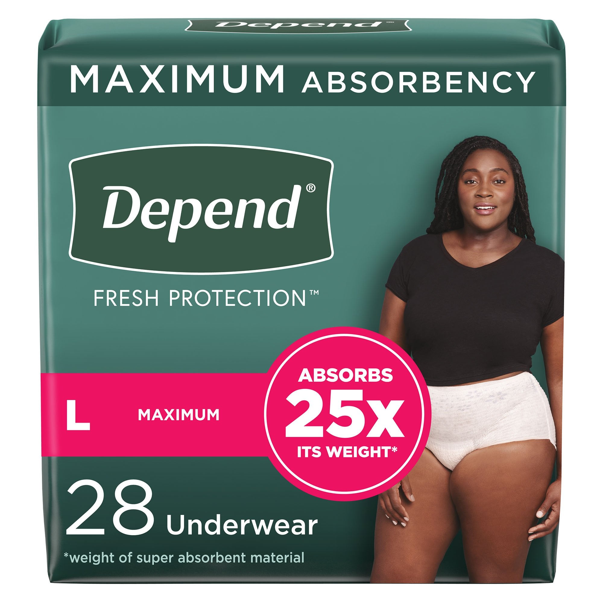 Kimberly Clark - Female Adult Absorbent Underwear Depend® Fresh Protection Waistband Style Large Disposable Heavy Absorbency [56/CS]