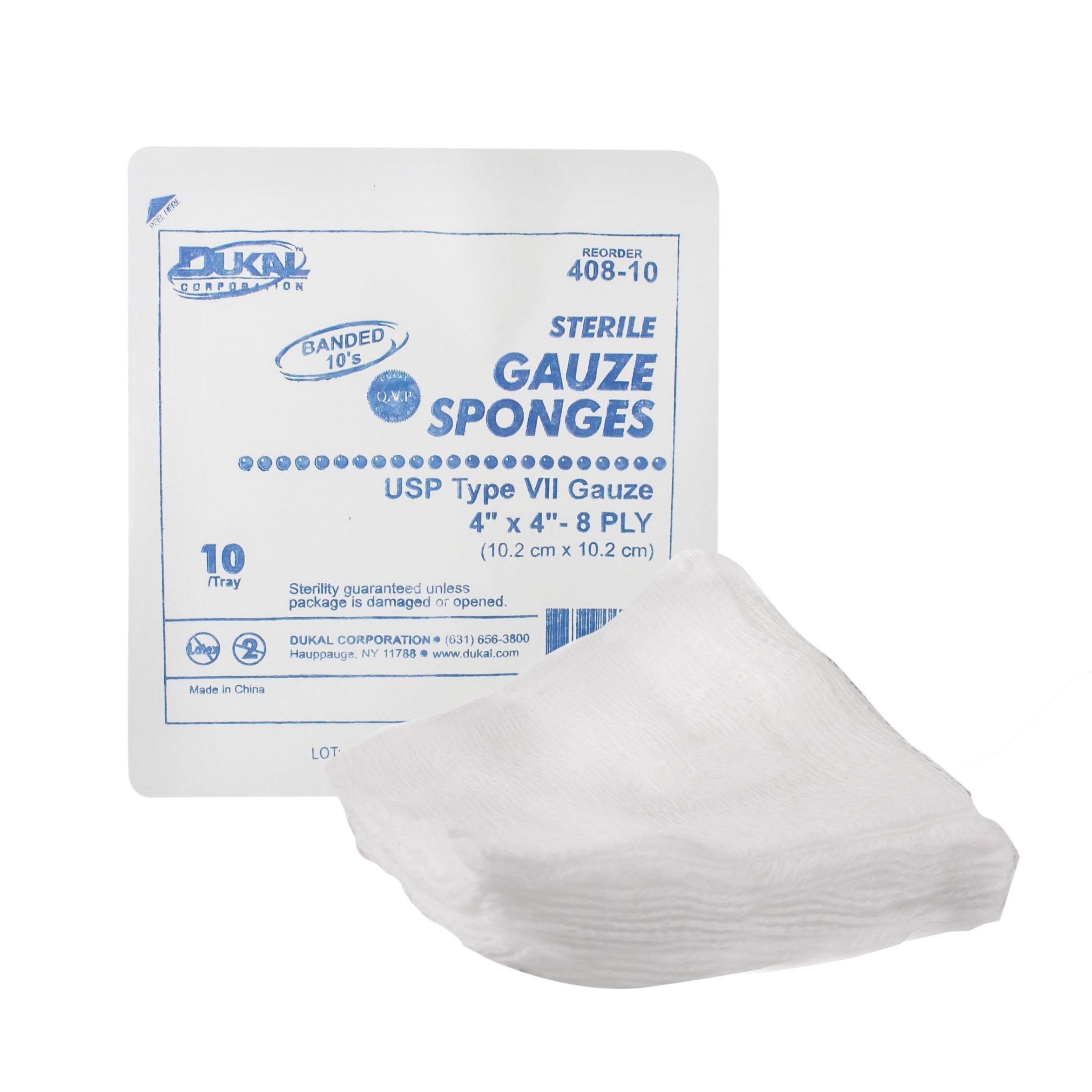 Dukal - Gauze Sponge Dukal™ 4 X 4 Inch 8-Ply Sterile 10 per Tray [1280/CS]