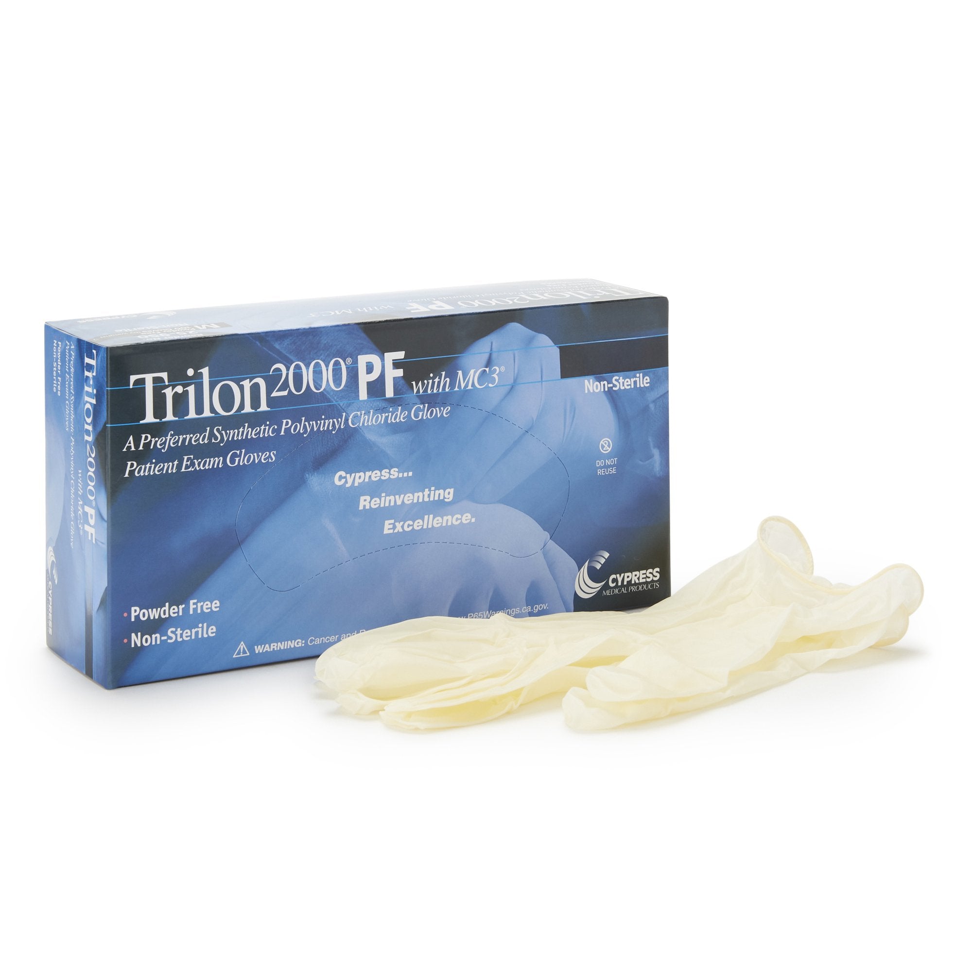 McKesson Brand - Exam Glove Trilon 2000® PF with MC3® Large NonSterile Stretch Vinyl Standard Cuff Length Smooth Ivory Not Rated WITH PROP. 65 WARNING [1000/CS]