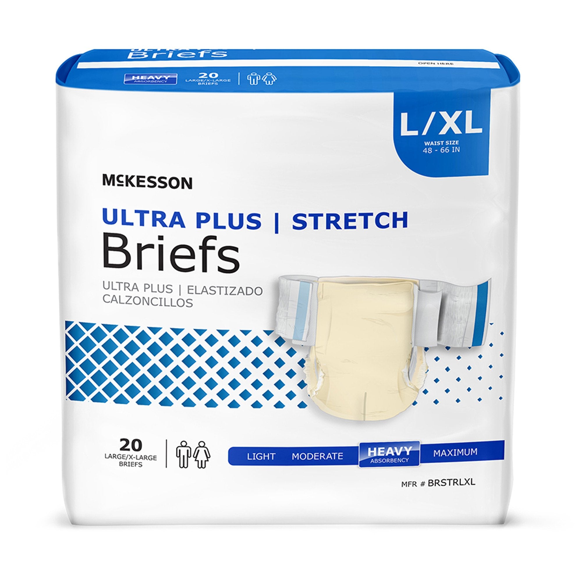 McKesson Brand - Unisex Adult Incontinence Brief McKesson Ultra Plus Stretch Large / X-Large Disposable Heavy Absorbency [4/CS]