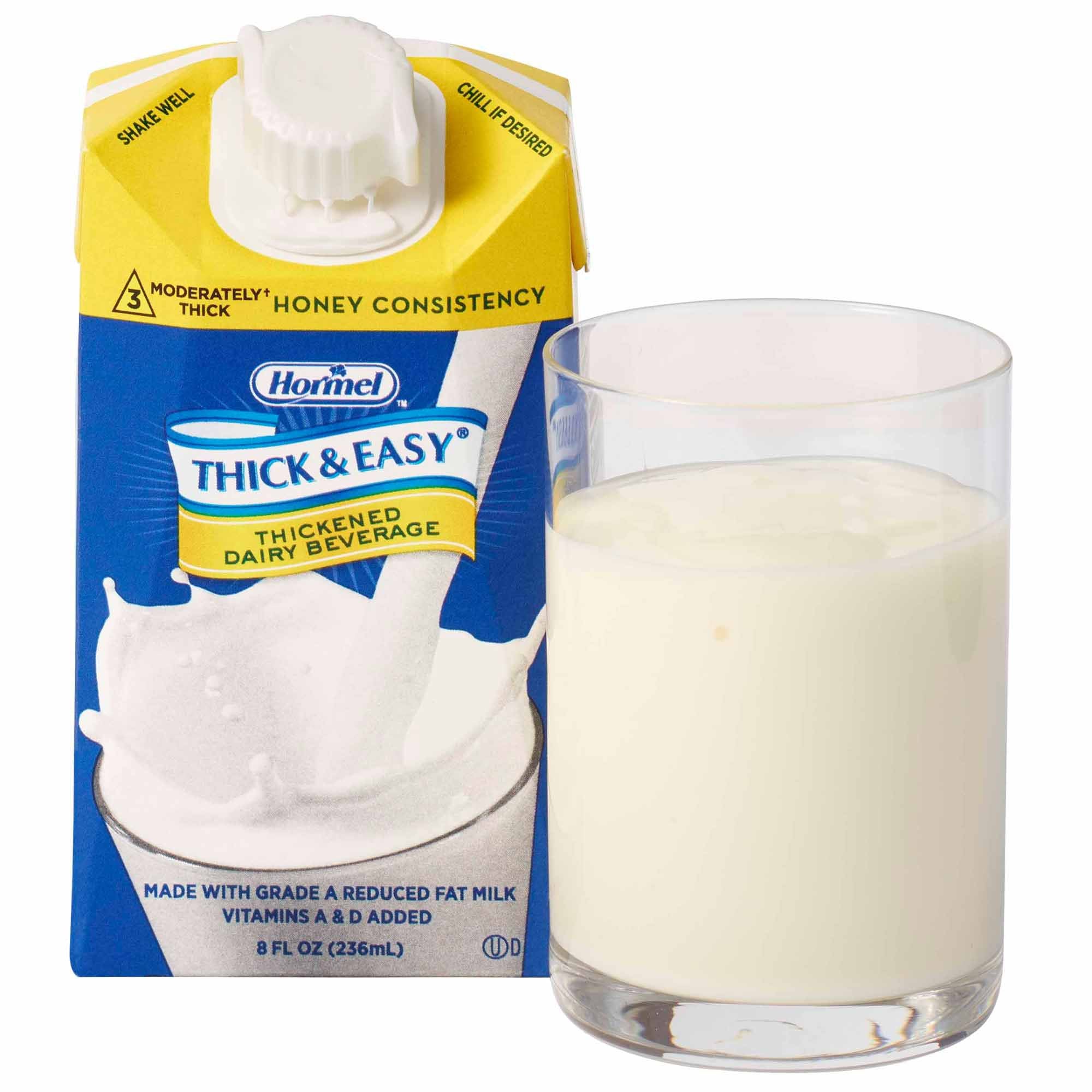 Hormel Food Sales - Thickened Beverage Thick & Easy® Dairy 8 oz. Carton Milk Flavor Liquid IDDSI Level 3 Moderately Thick/Liquidized [27/CS]