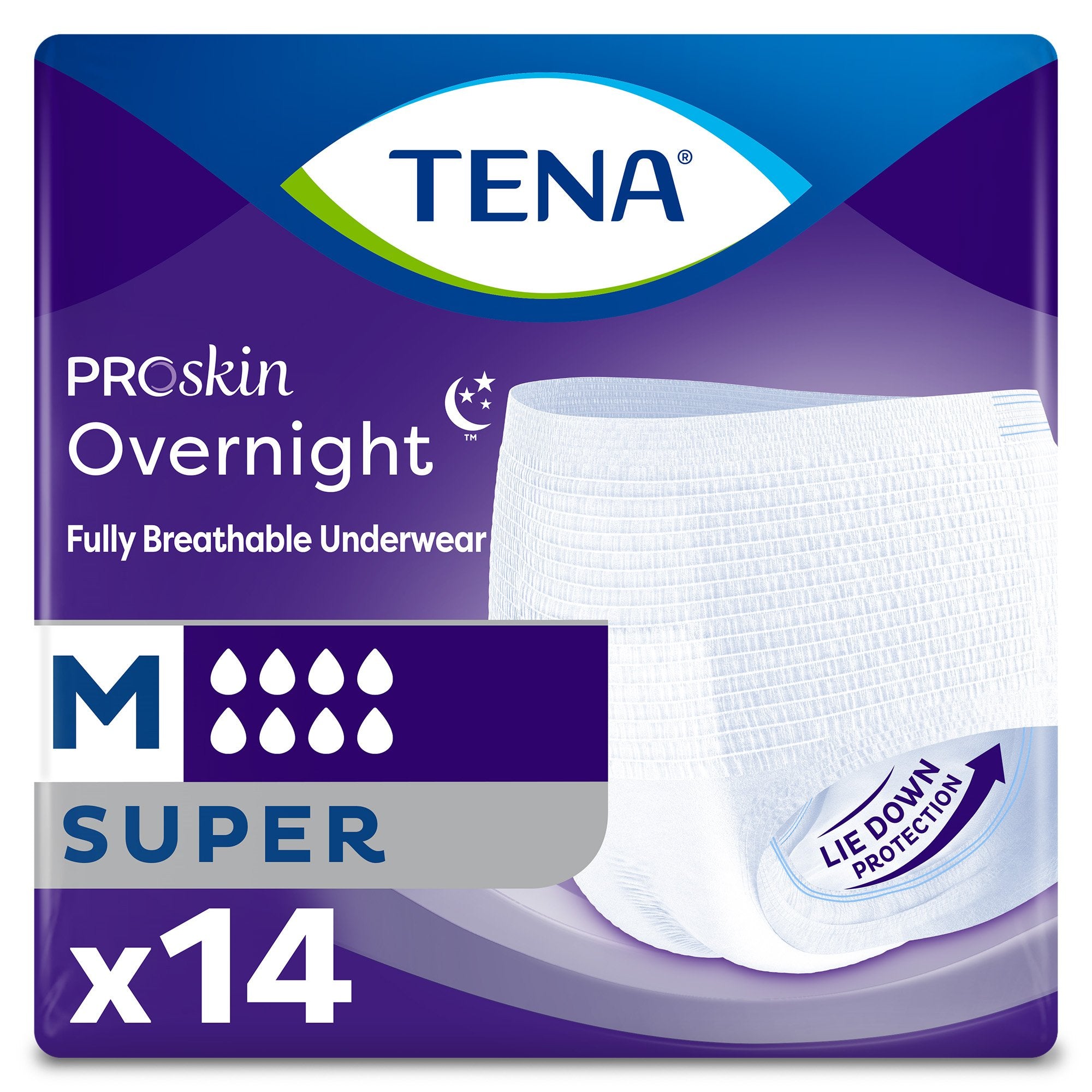 Essity HMS North America Inc - Unisex Adult Absorbent Underwear TENA ProSkin Overnight™ Super Pull On with Tear Away Seams Medium Disposable Heavy Absorbency [56/CS]