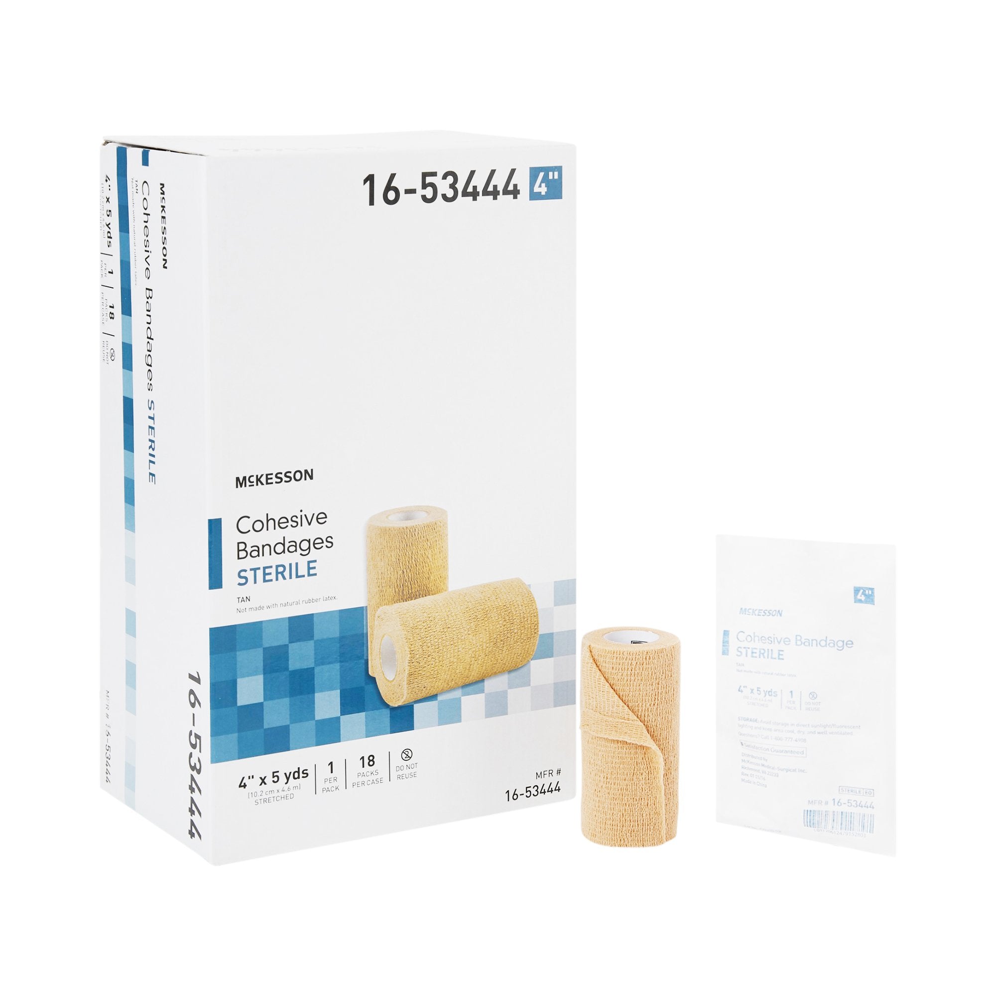 McKesson Brand - Cohesive Bandage McKesson 4 Inch X 5 Yard Self-Adherent Closure Tan Sterile Standard Compression [18/CS] (520553_CS)