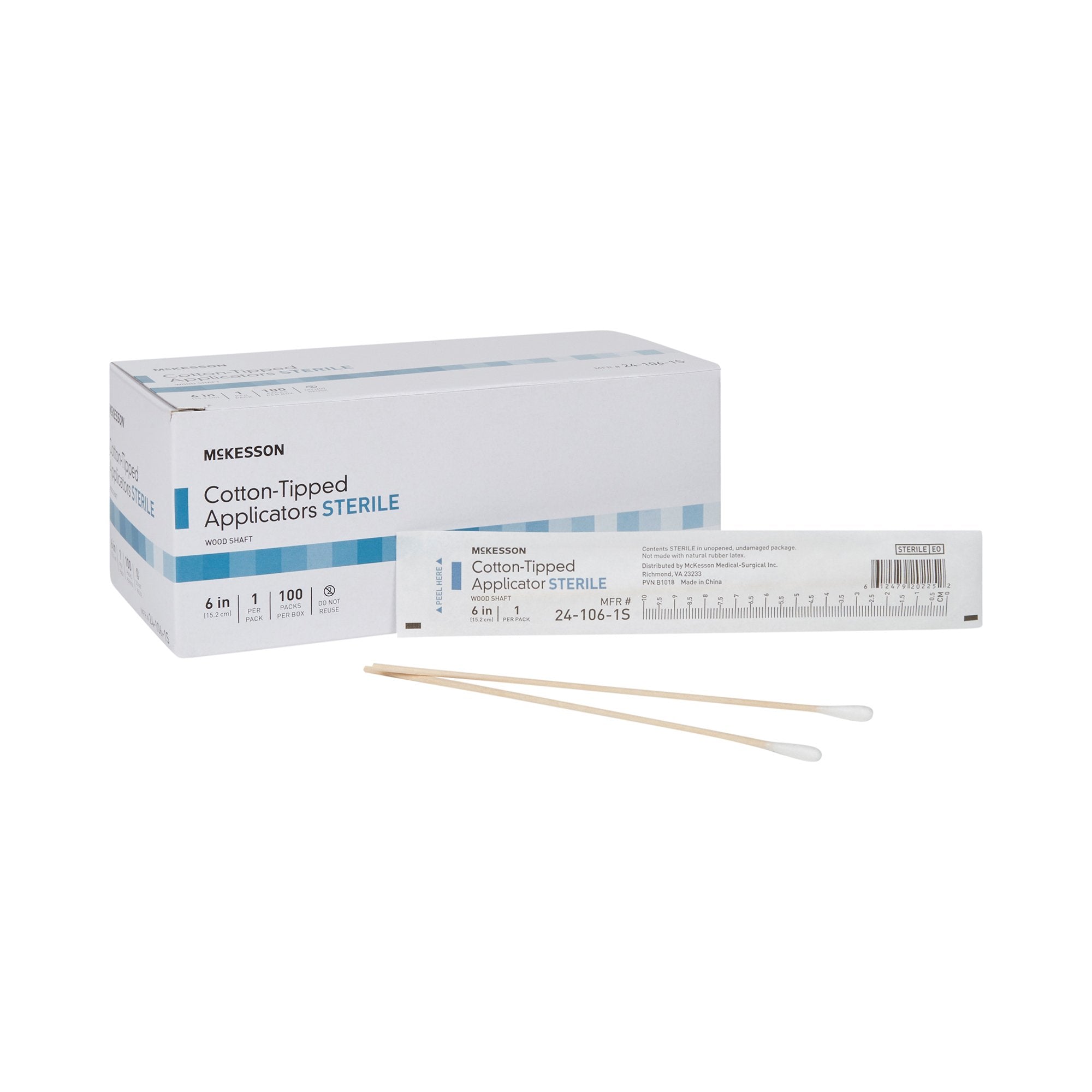 McKesson Brand - Swabstick McKesson Cotton Tip Wood Shaft 6 Inch Sterile 1 per Pack [1000/CS]