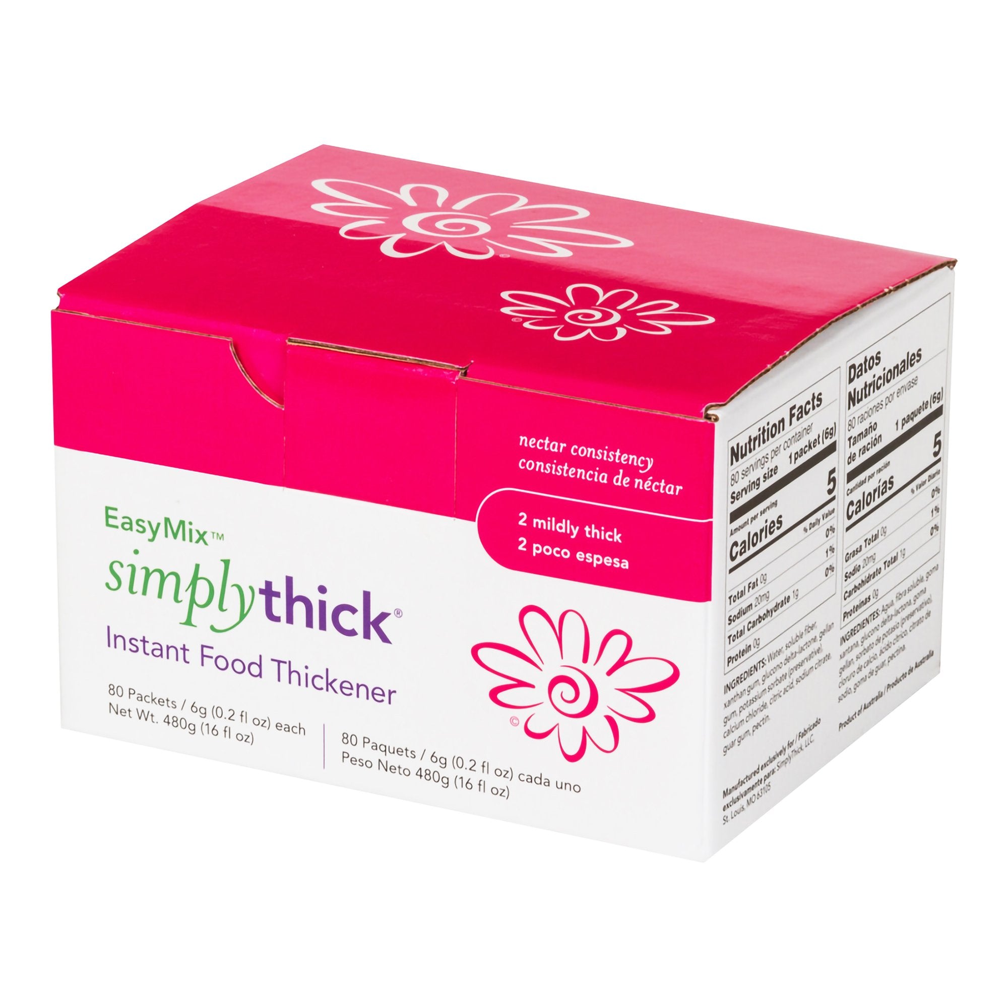 Simply Thick - Food and Beverage Thickener SimplyThick® Easy Mix 6 Gram Individual Packet Unflavored Gel IDDSI Level 2 Mildly Thick [80/CS]