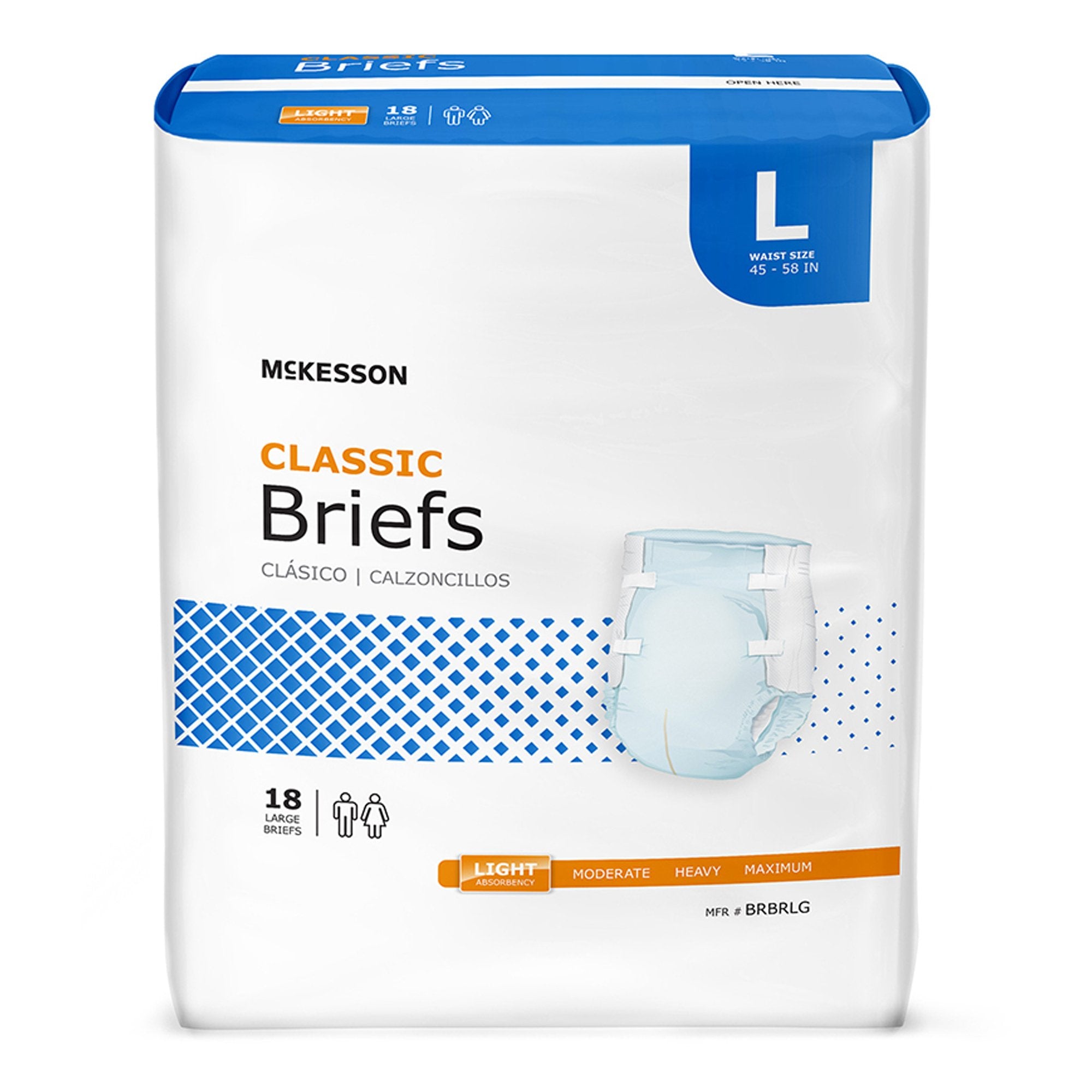 McKesson Brand - Unisex Adult Incontinence Brief McKesson Classic Large Disposable Light Absorbency [72/CS]