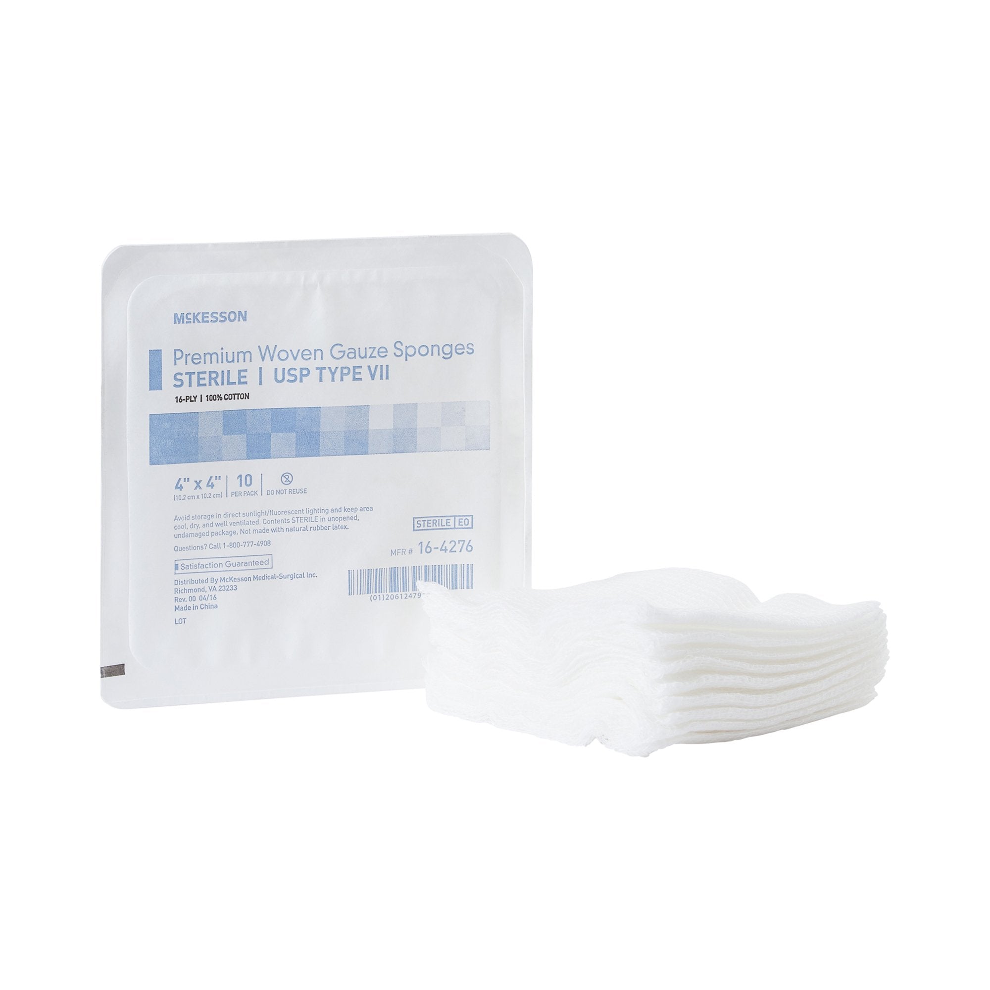 McKesson Brand - Gauze Sponge McKesson 4 X 4 Inch 16-Ply Sterile 10 per Tray [72/CS]