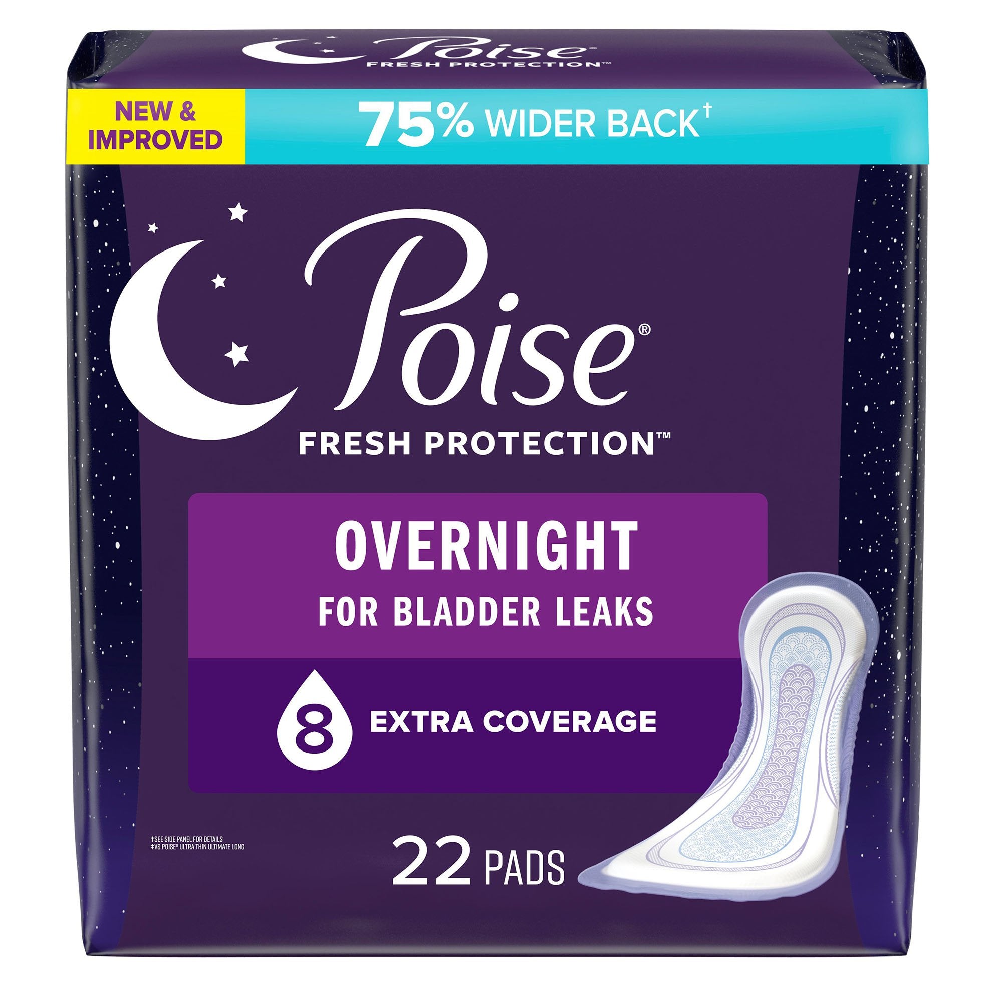 Kimberly Clark - Bladder Control Pad Poise® Fresh Protection™ Overnight 5.3 Inch Length Heavy Absorbency Sodium Polyacrylate Core One Size Fits Most [44/CS]