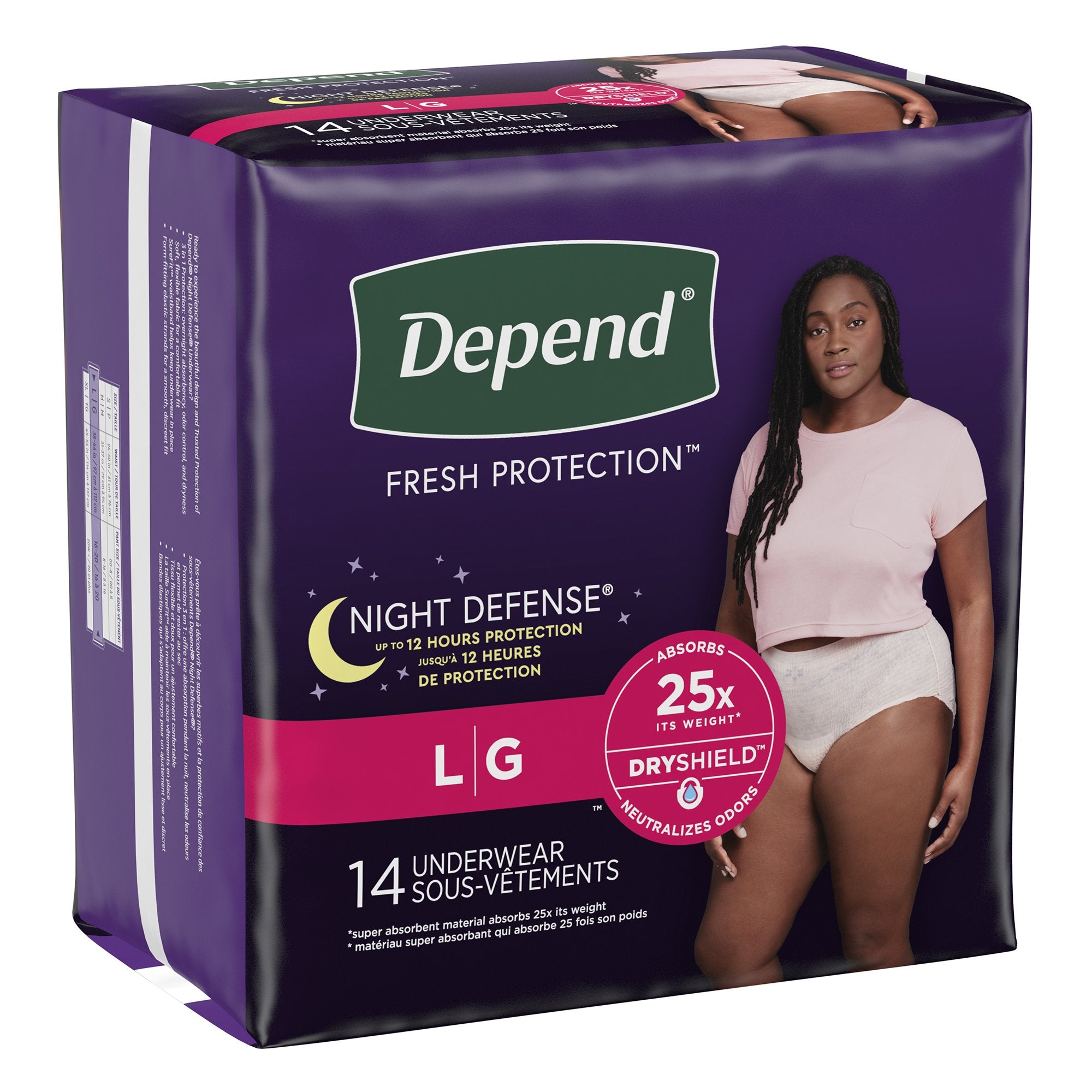 Kimberly Clark - Female Adult Absorbent Underwear Depend® Night Defense® Waistband Style Large Disposable Heavy Absorbency [56/CS]