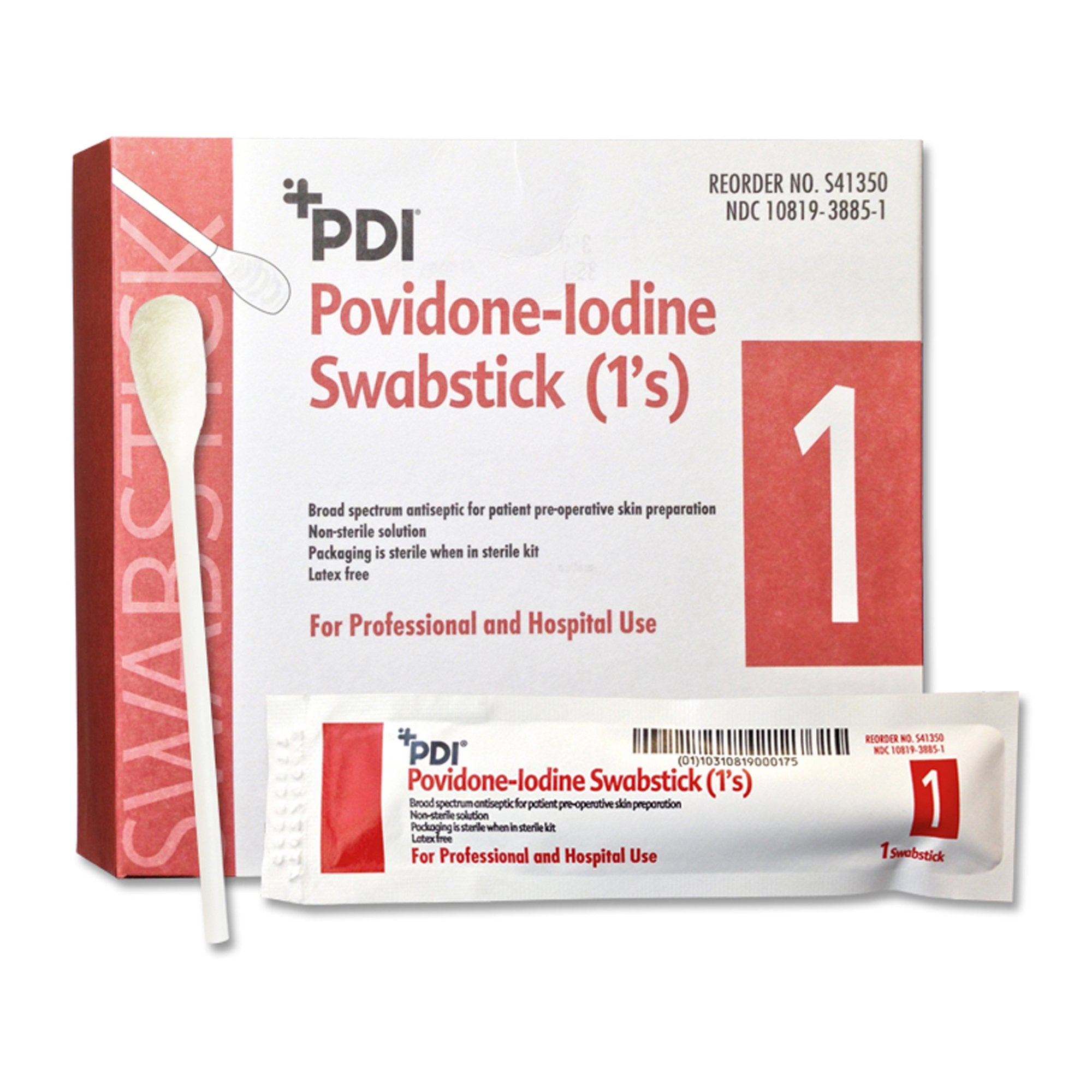 Professional Disposables - Impregnated Swabstick PDI® 10% Strength Povidone-Iodine Individual Packet NonSterile [500/CS]