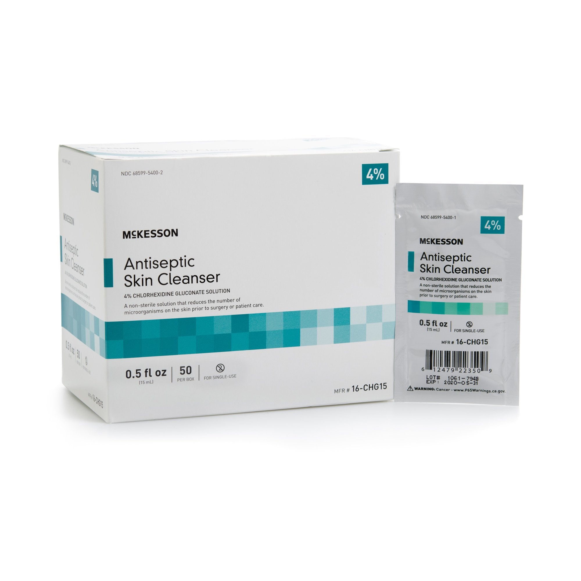 McKesson Brand - Antiseptic Skin Cleanser McKesson 15 mL Individual Packet 4% Strength CHG (Chlorhexidine Gluconate) / Isopropyl Alcohol NonSterile [500/CS]