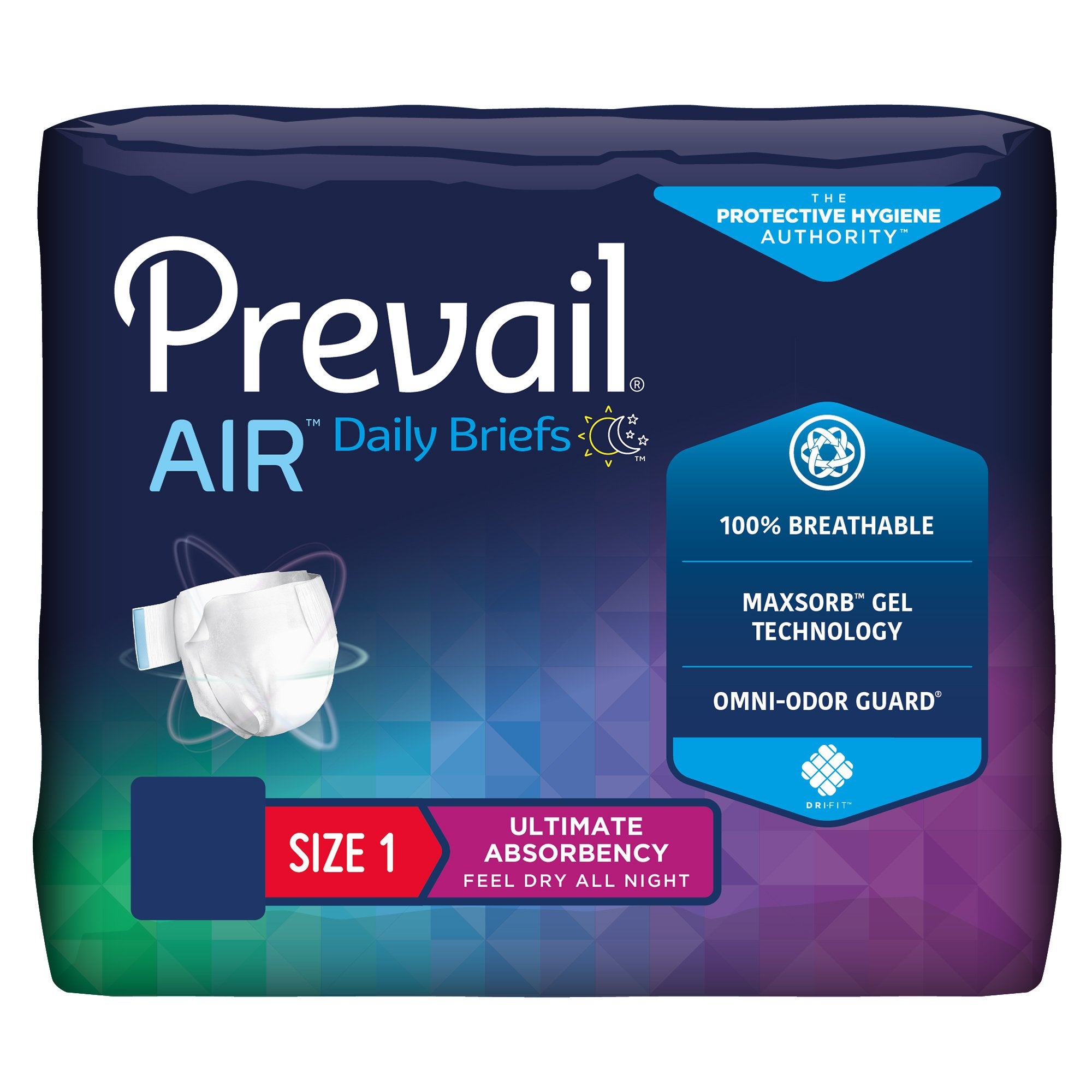 First Quality - Unisex Adult Incontinence Brief Prevail® Air™ Size 1 / Medium Disposable Heavy Absorbency [80/CS]