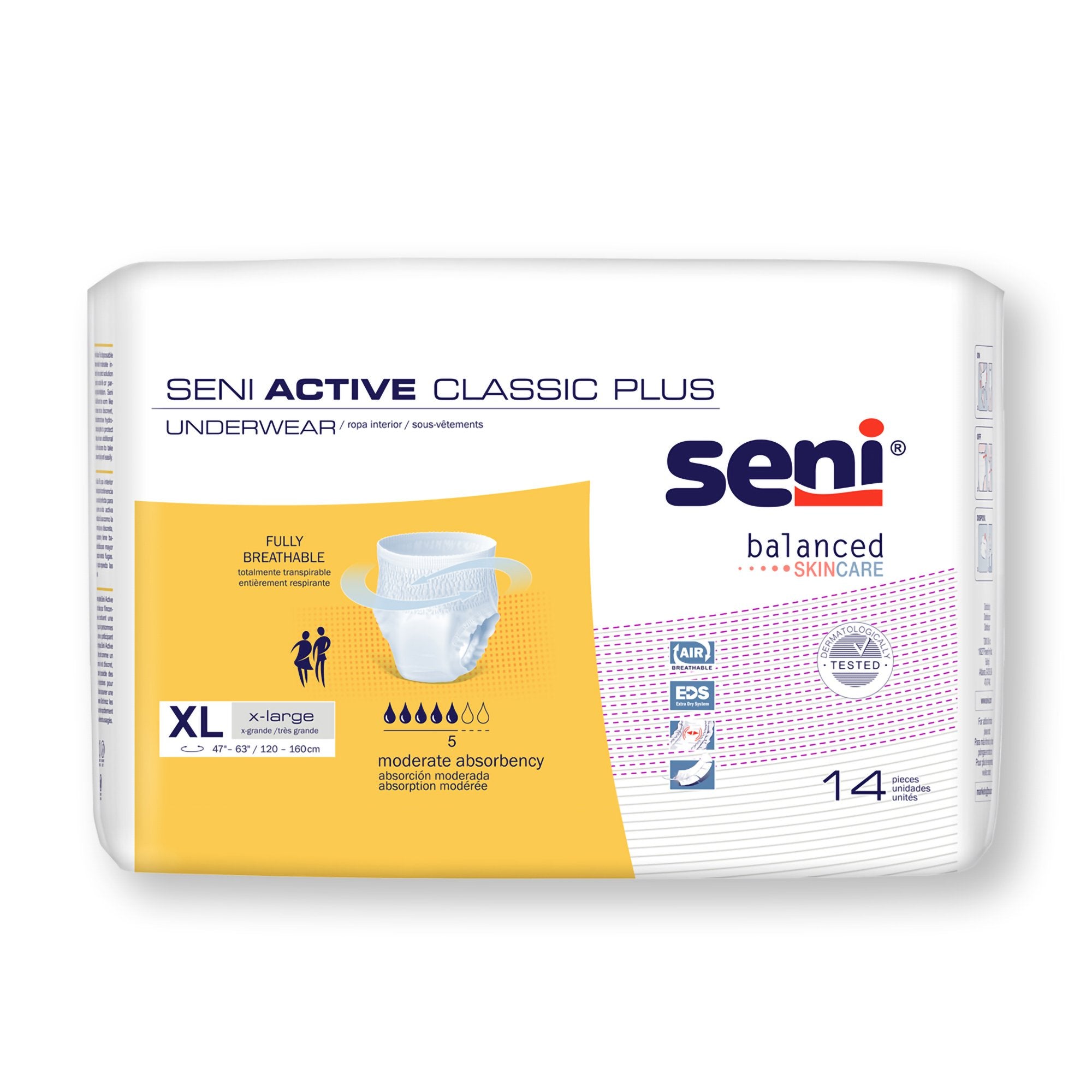 TZMO USA Inc - Unisex Adult Absorbent Underwear Seni® Active Classic Plus Pull On with Tear Away Seams X-Large Disposable Moderate Absorbency [56/CS]