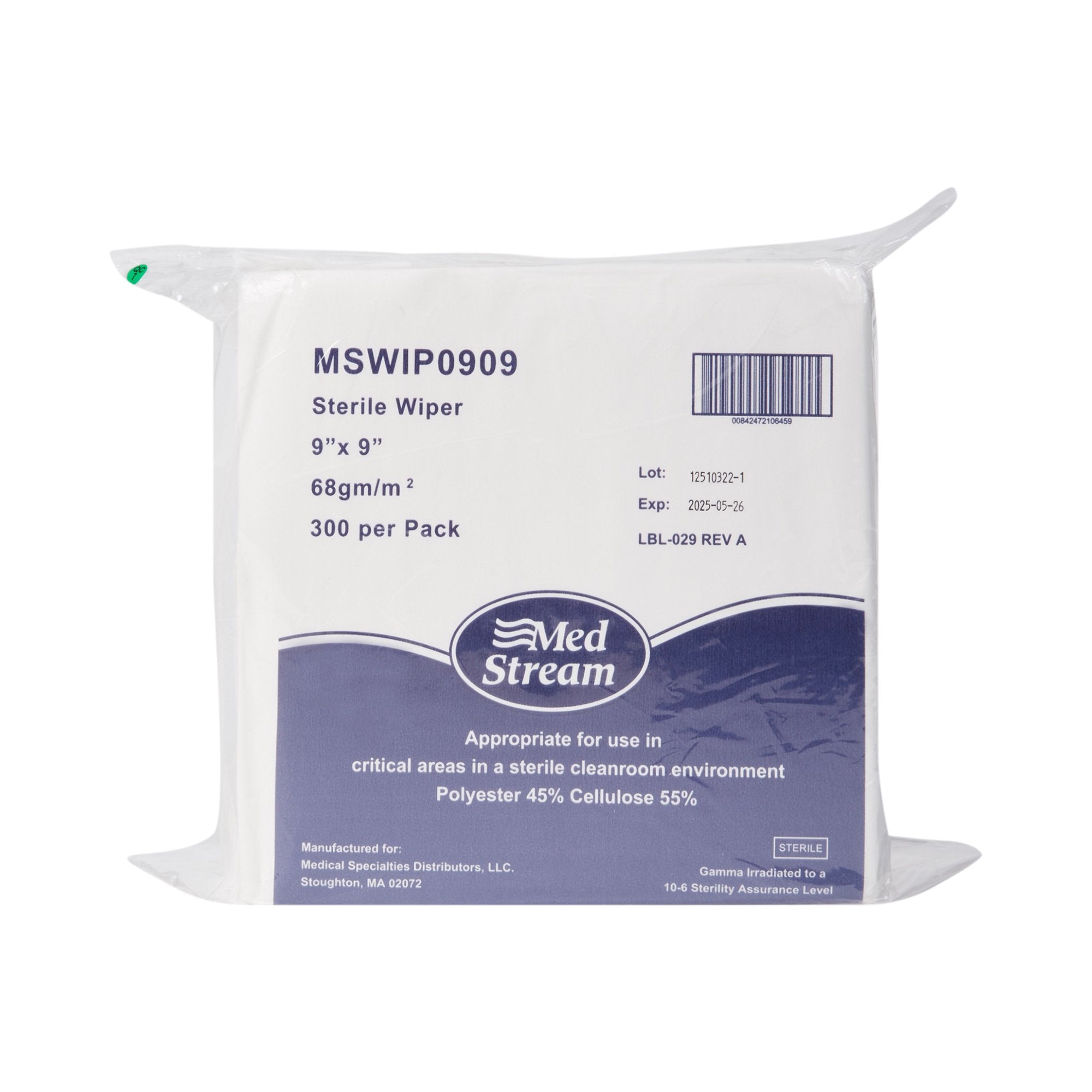 McKesson Brand - Cleanroom Wipe McKesson ISO Class 5 White Sterile Polyester / Cellulose 9 X 9 Inch Disposable [3600/CS]