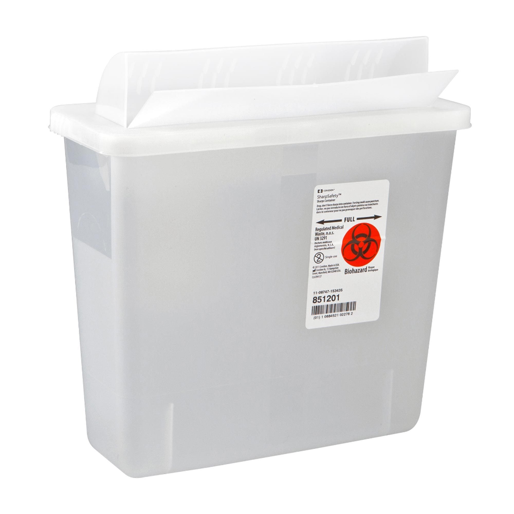 Cardinal - Sharps Container In-Room™ Translucent Base 11 H X 10-3/4 W X 4-3/4 D Inch Horizontal Entry 1.25 Gallon [20/CS] (170410_CS)