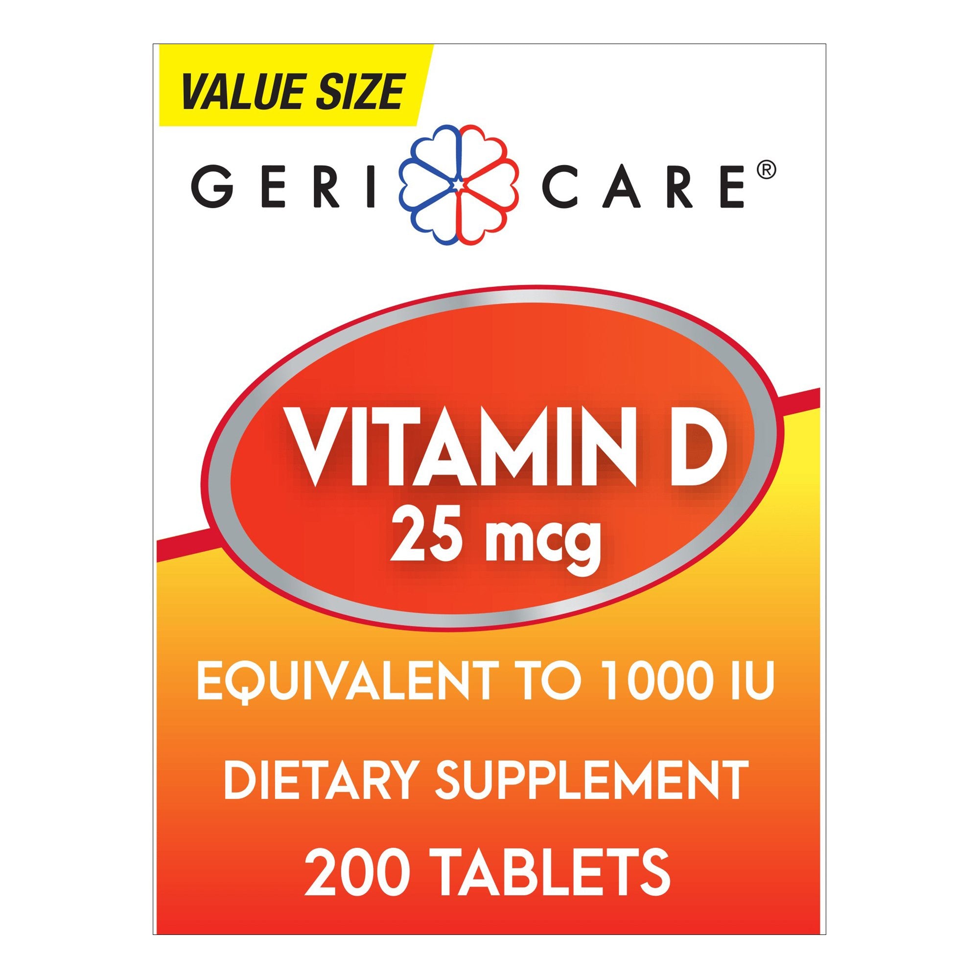 Geri-Care - Vitamin Supplement Geri-Care® Vitamin D3 1,000 IU Strength Tablet 200 per Bottle [12/CS]