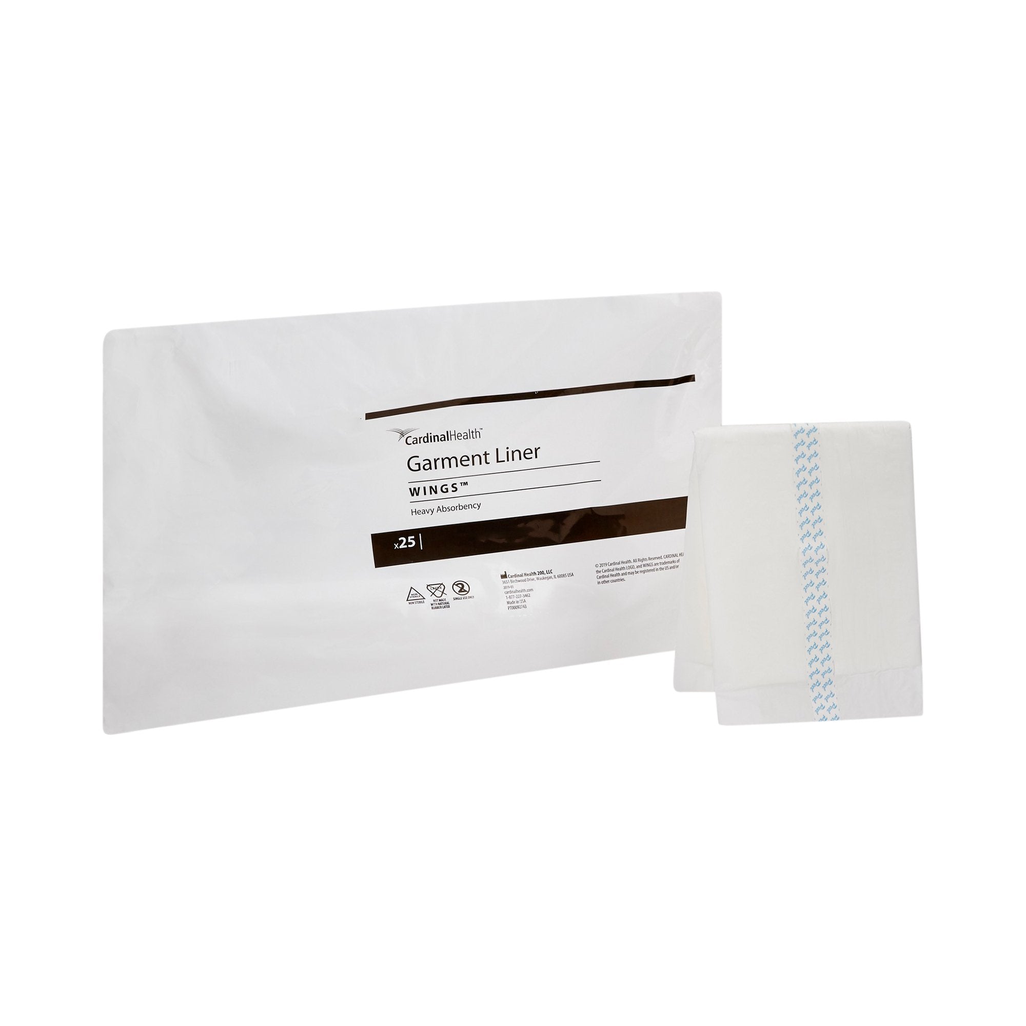 Cardinal - Incontinence Liner Wings™ 10 X 24 Inch Heavy Absorbency Polymer Core One Size Fits Most [144/CS]