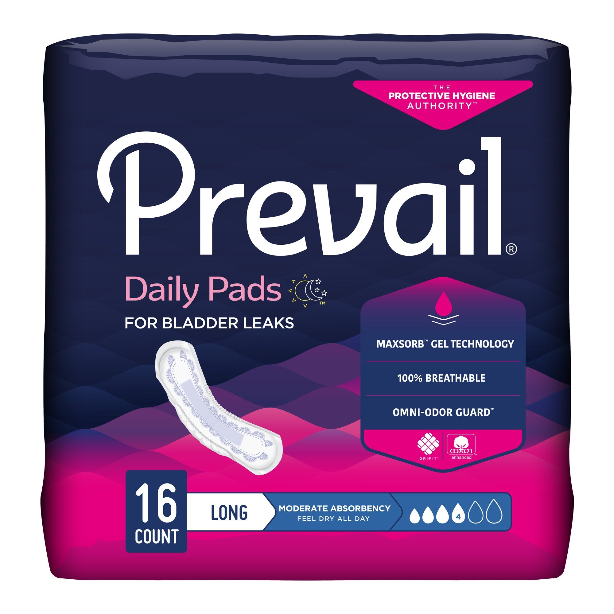 First Quality - Bladder Control Pad Prevail® Daily Pads 11 Inch Length Moderate Absorbency Polymer Core One Size Fits Most [144/CS]