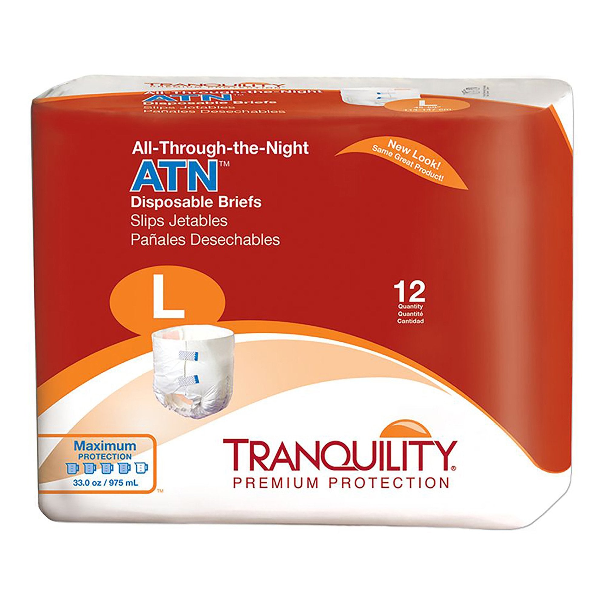 Principle Business Enterprises - Unisex Adult Incontinence Brief Tranquility® ATN Large Disposable Heavy Absorbency [96/CS]