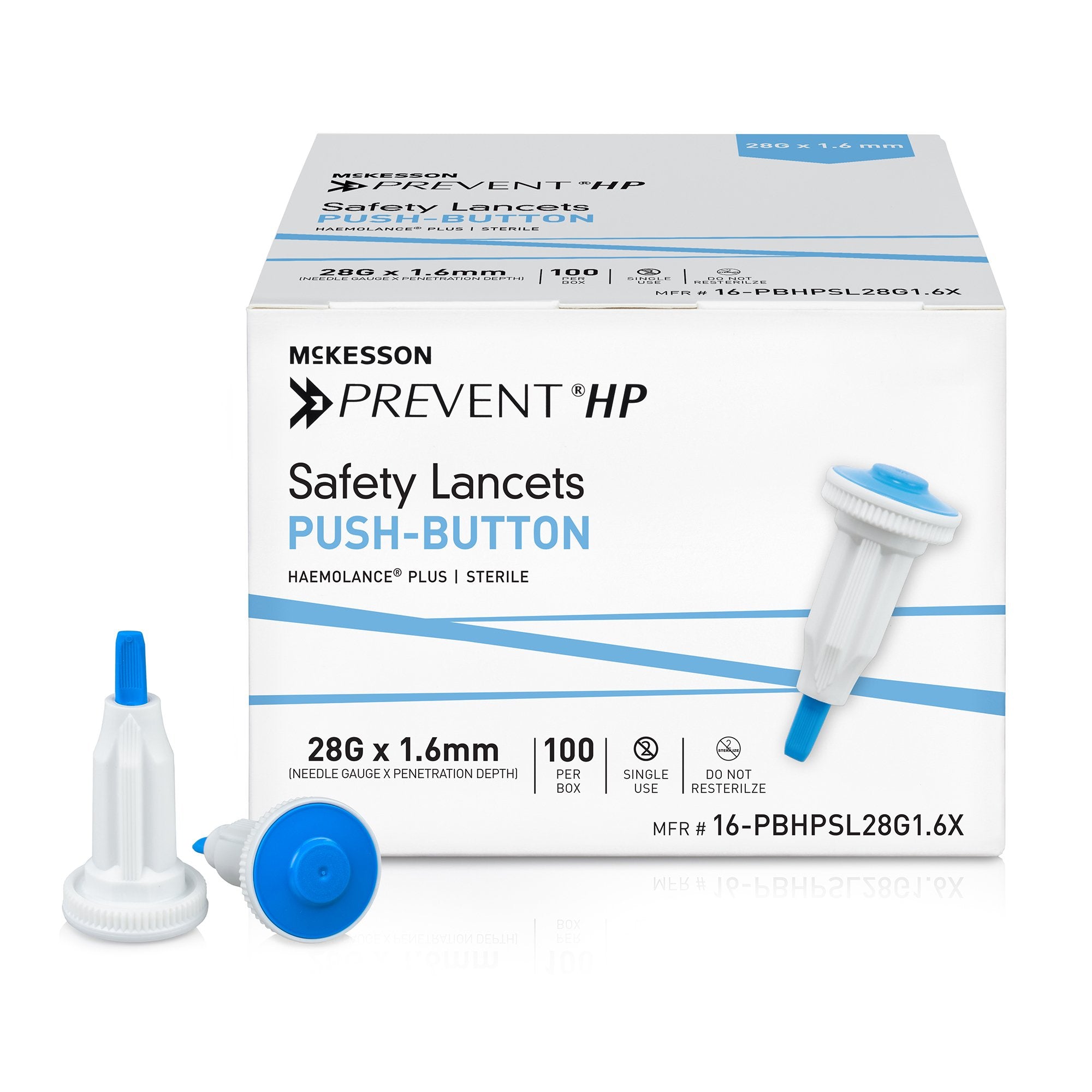 McKesson Brand - Safety Lancet McKesson Prevent® HP 28 Gauge Retractable Push Button Activation Finger [2000/CS] (1217988_CS)