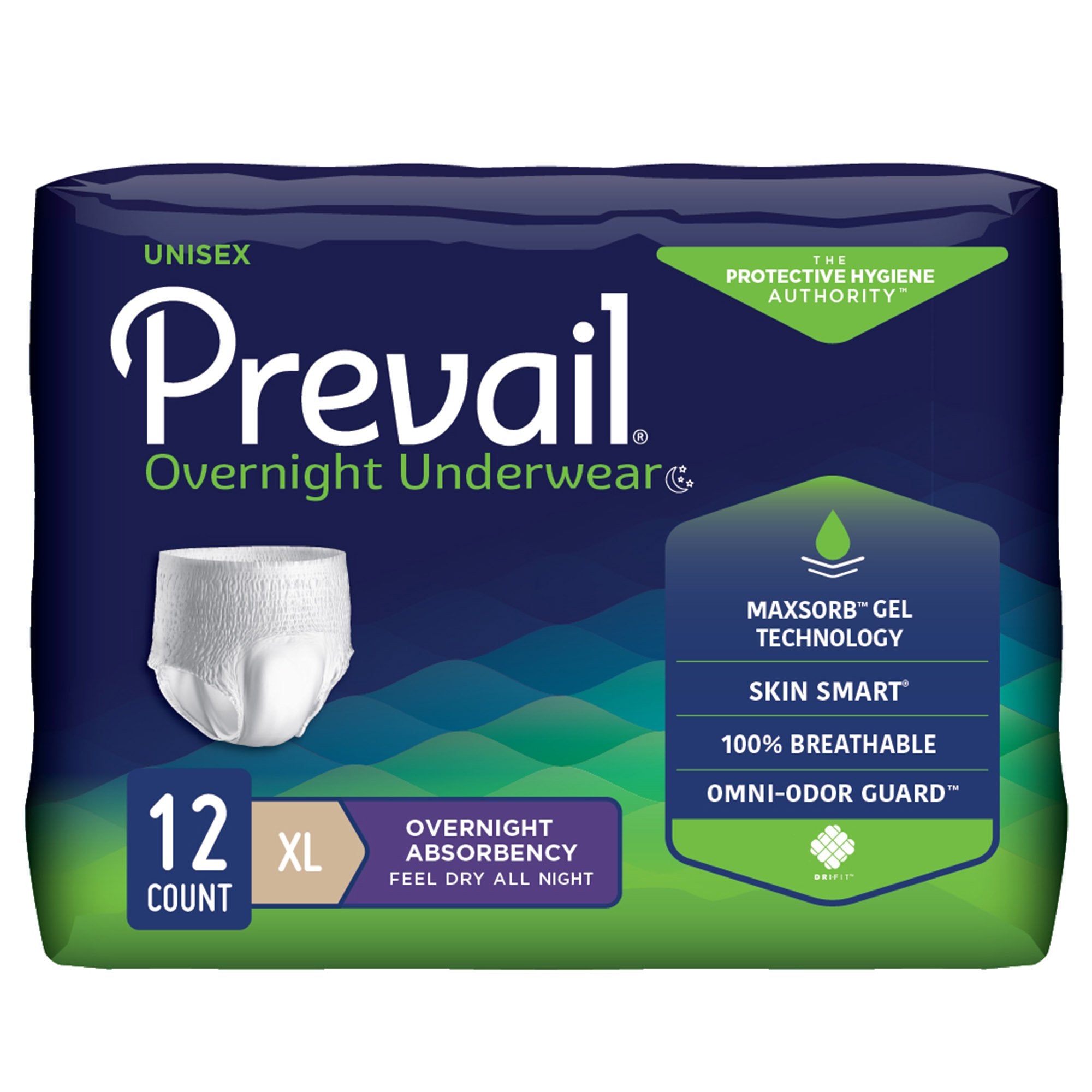 First Quality - Unisex Adult Absorbent Underwear Prevail® Overnight Pull On with Tear Away Seams X-Large Disposable Heavy Absorbency [48/CS]