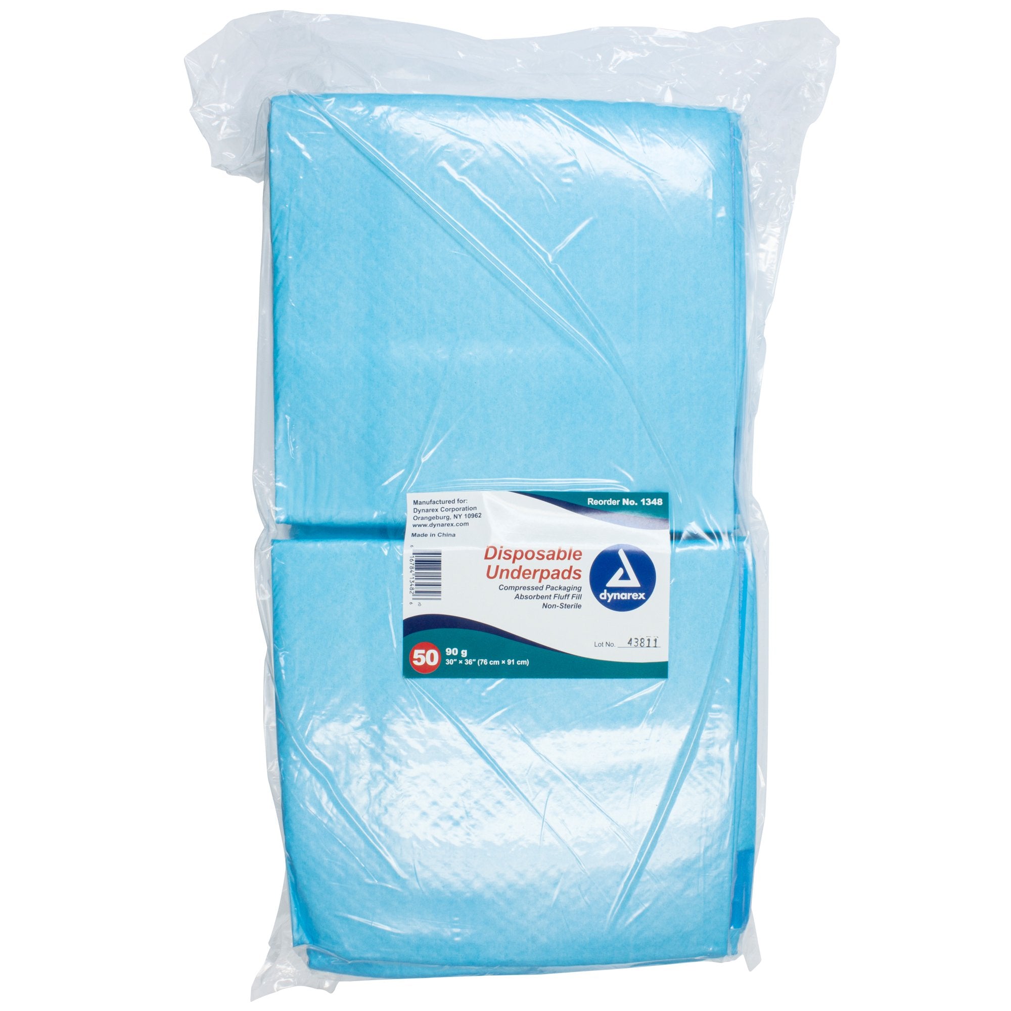 Dynarex - Disposable Underpad Dynarex® 30 X 36 Inch Fluff / Polymer Heavy Absorbency [100/CS]