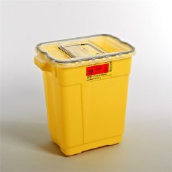 BD - Chemotherapy Waste Container BD™ Yellow Base 18-1/2 X 17-3/4 X 11-3/4 Inch Vertical Entry 9 Gallon [8/CS] (452911_CS)