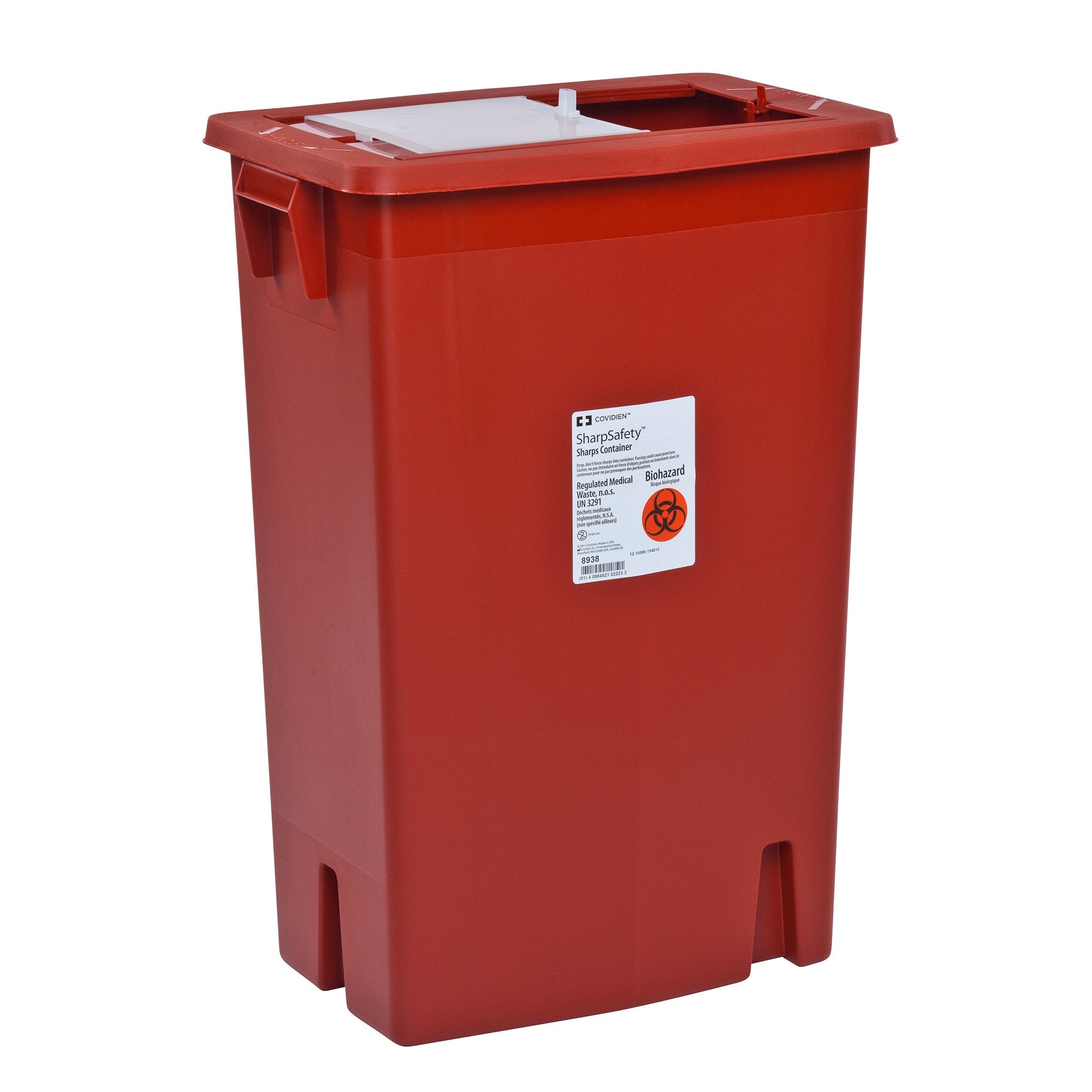 Cardinal - Sharps Container SharpSafety™ Red Base 18-3/4 H X 18-1/4 W X 12-3/4 D Inch Vertical Entry 12 Gallon [10/CS] (225720_CS)