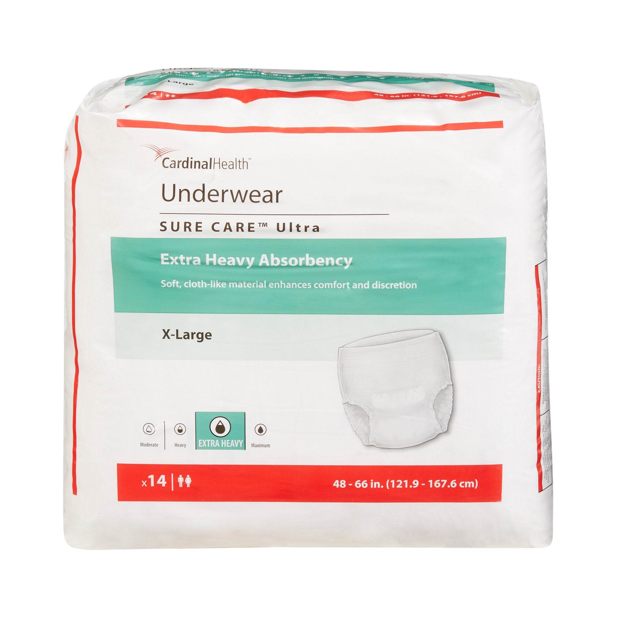 Cardinal - Unisex Adult Absorbent Underwear Sure Care™ Ultra Pull On with Tear Away Seams X-Large Disposable Heavy Absorbency [56/CS]