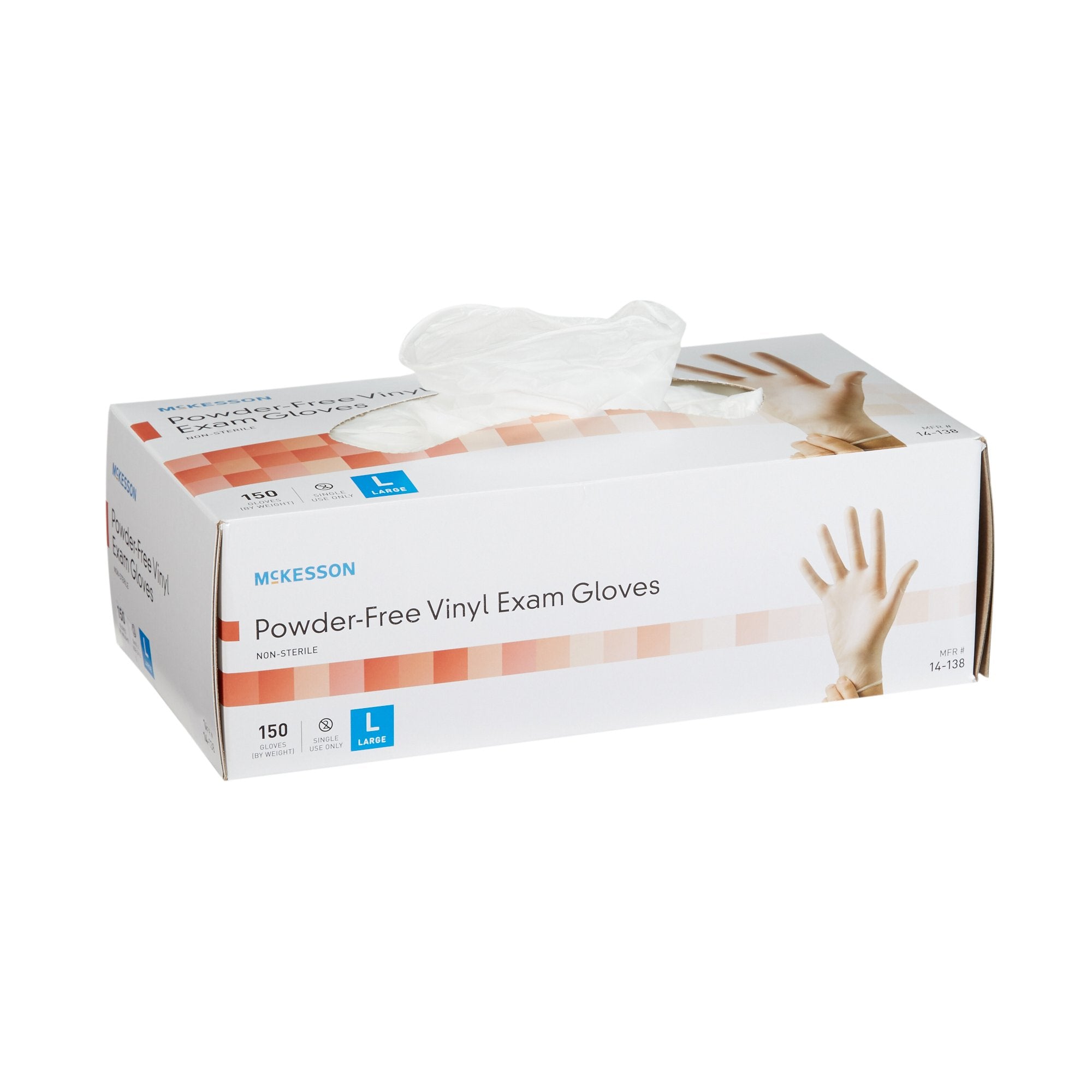 McKesson Brand - Exam Glove McKesson Large NonSterile Vinyl Standard Cuff Length Smooth Clear Not Rated [1500/CS]