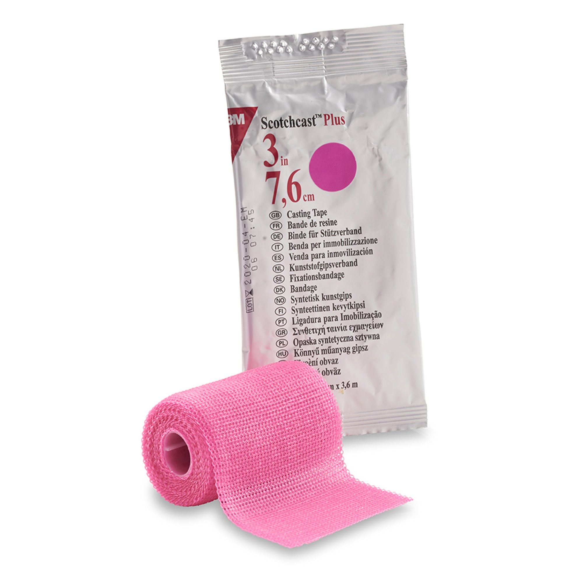 Solventum Corporation - Cast Tape 3M™ Scotchcast™ Plus 3 Inch X 12 Foot Fiberglass / Resin Bright Pink [10/CS]