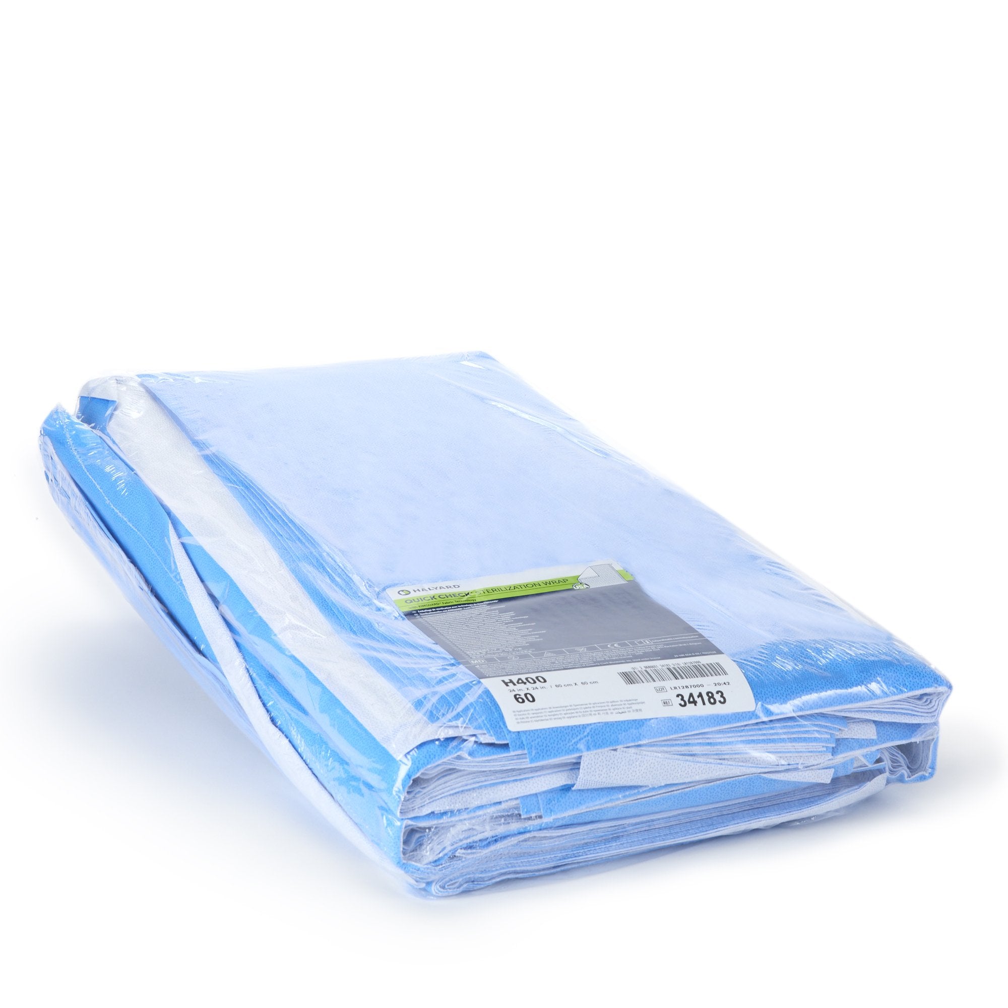 O&M Halyard Inc - QUICK CHECK* H400 Sterilization Wrap White / Blue 24 X 24 Inch Dual Layer SMS Polypropylene Steam / EO Gas / Hydrogen Peroxide [120/CS]