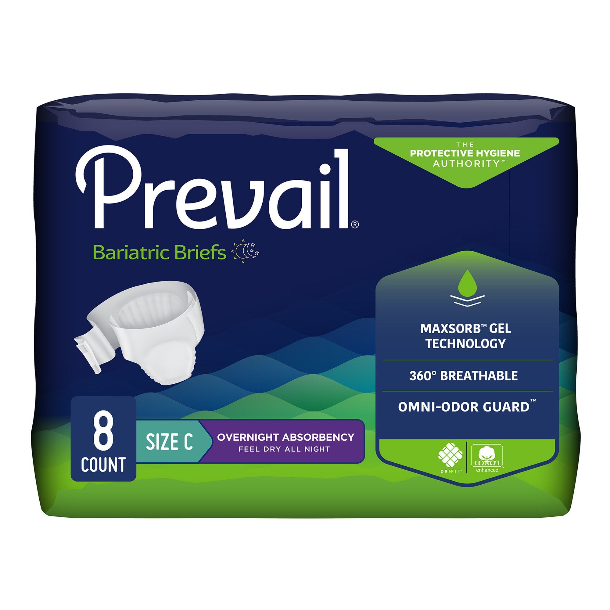 First Quality - Unisex Adult Incontinence Brief Prevail® Bariatric Bariatric Size C Disposable Heavy Absorbency [4/CS]