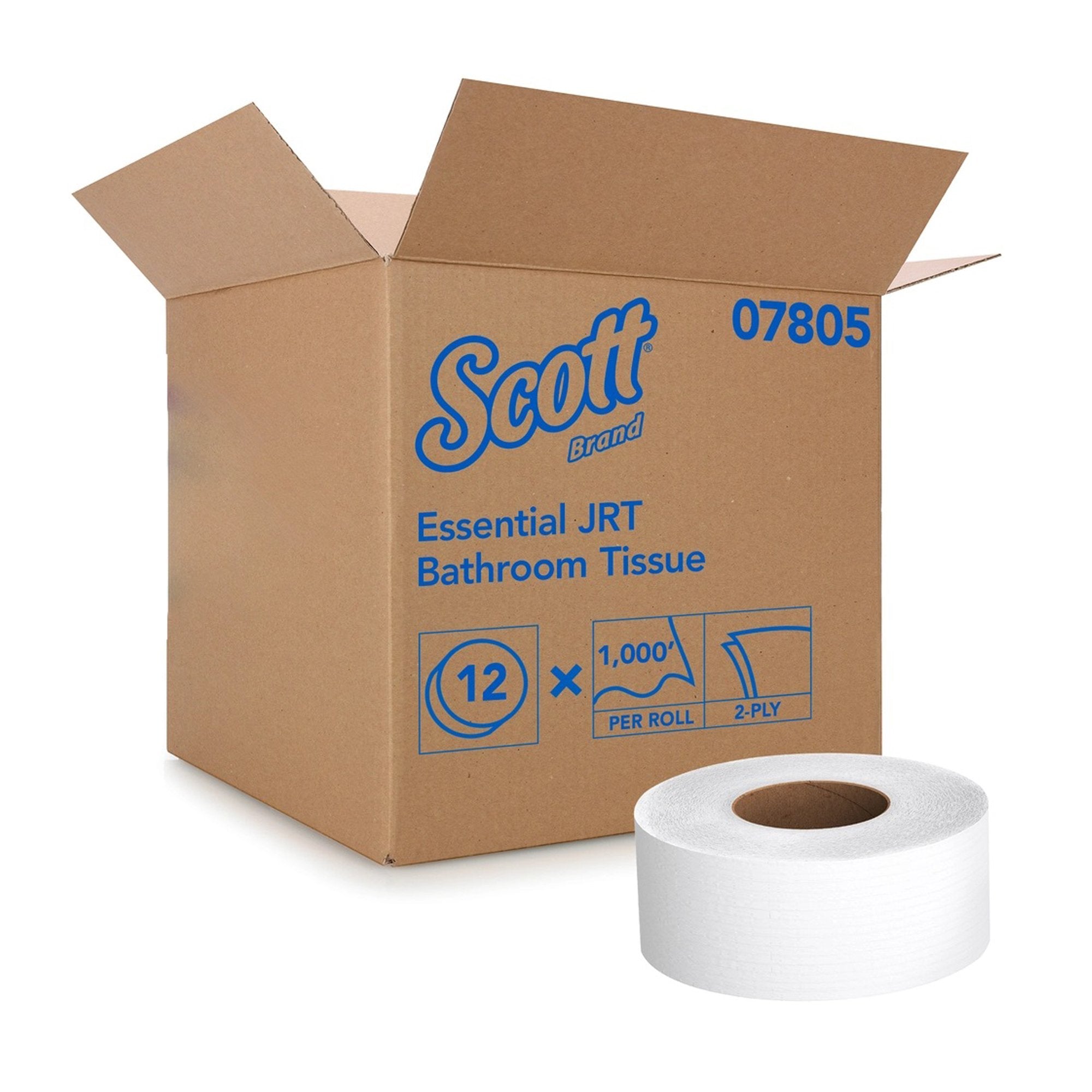 Kimberly Clark - Toilet Tissue Scott® Essential JRT White 2-Ply Jumbo Size Cored Roll Continuous Sheet 3-11/20 Inch X 1000 Foot [12/CS]