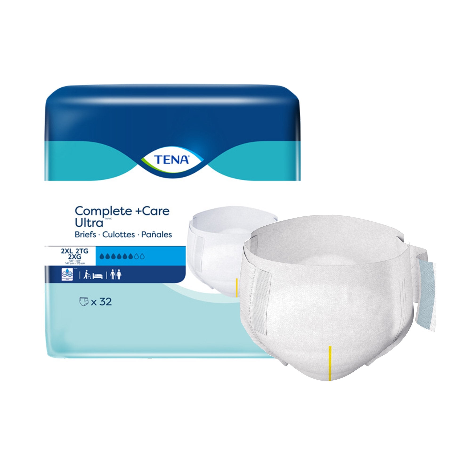 Essity HMS North America Inc - Unisex Adult Incontinence Brief TENA Complete + Care Ultra™ 2X-Large Disposable Moderate Absorbency [64/CS]