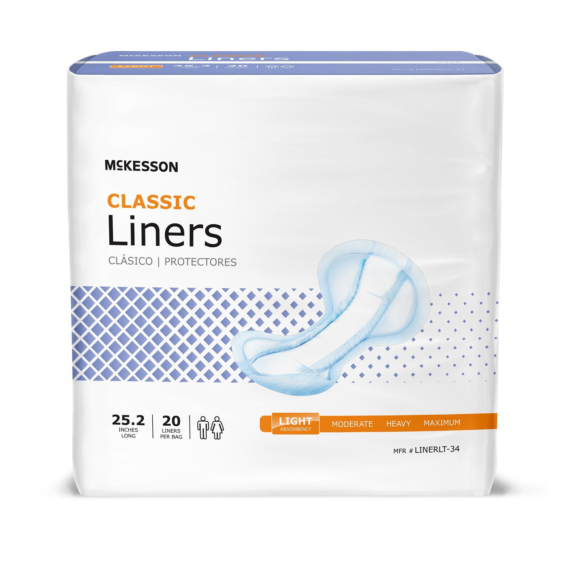 McKesson Brand - Incontinence Liner McKesson Classic 25-1/5 Inch Length Light Absorbency Polymer Core One Size Fits Most [80/CS]