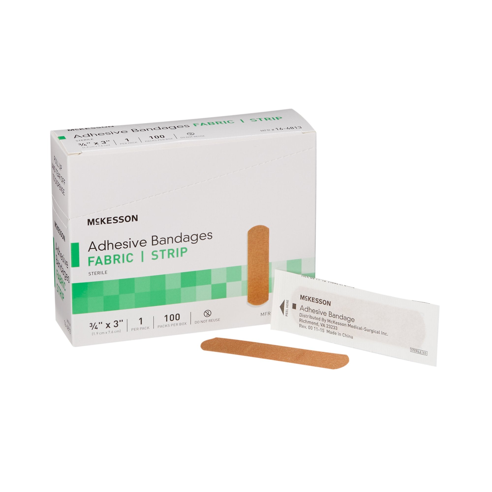 McKesson Brand - Adhesive Strip McKesson 3/4 X 3 Inch Fabric Rectangle Tan Sterile [2400/CS]