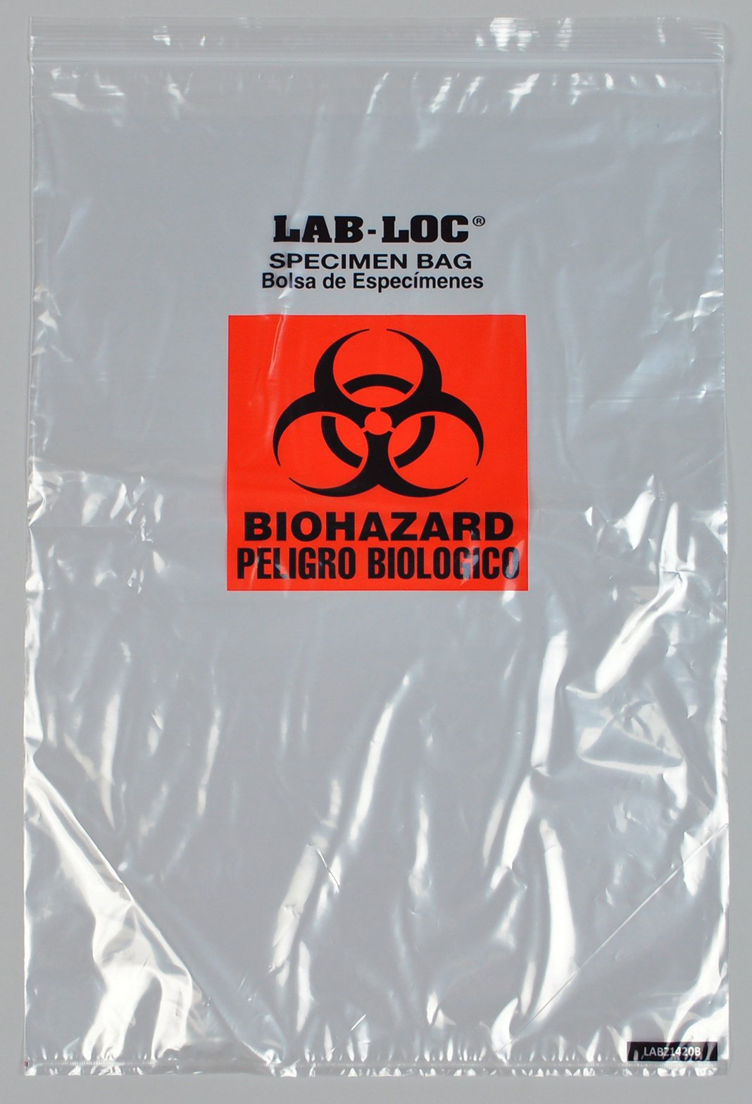 Elkay Plastics - Specimen Transport Bag with Document Pouch Lab-Loc® 14 X 20 Inch Zip Closure Biohazard Symbol NonSterile [250/CS]