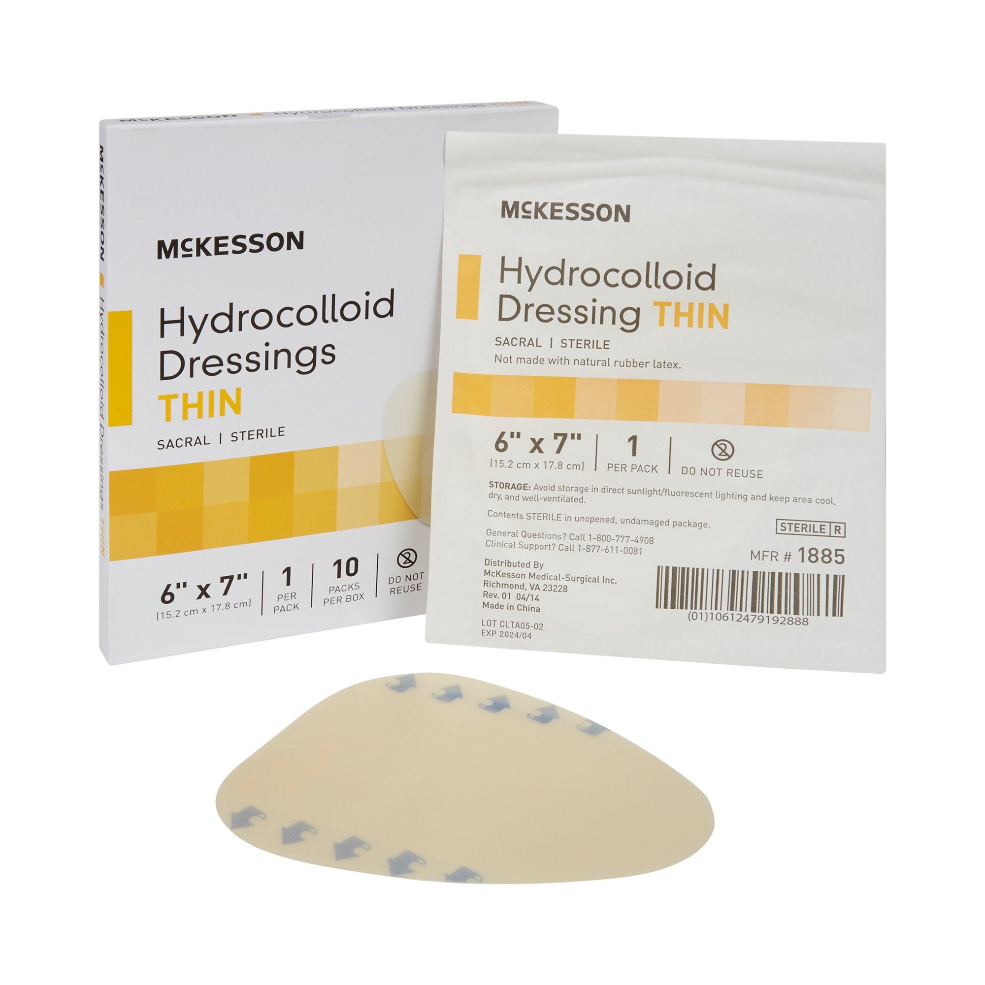 McKesson Brand - Thin Hydrocolloid Dressing McKesson 6 X 7 Inch Sacral [200/CS]