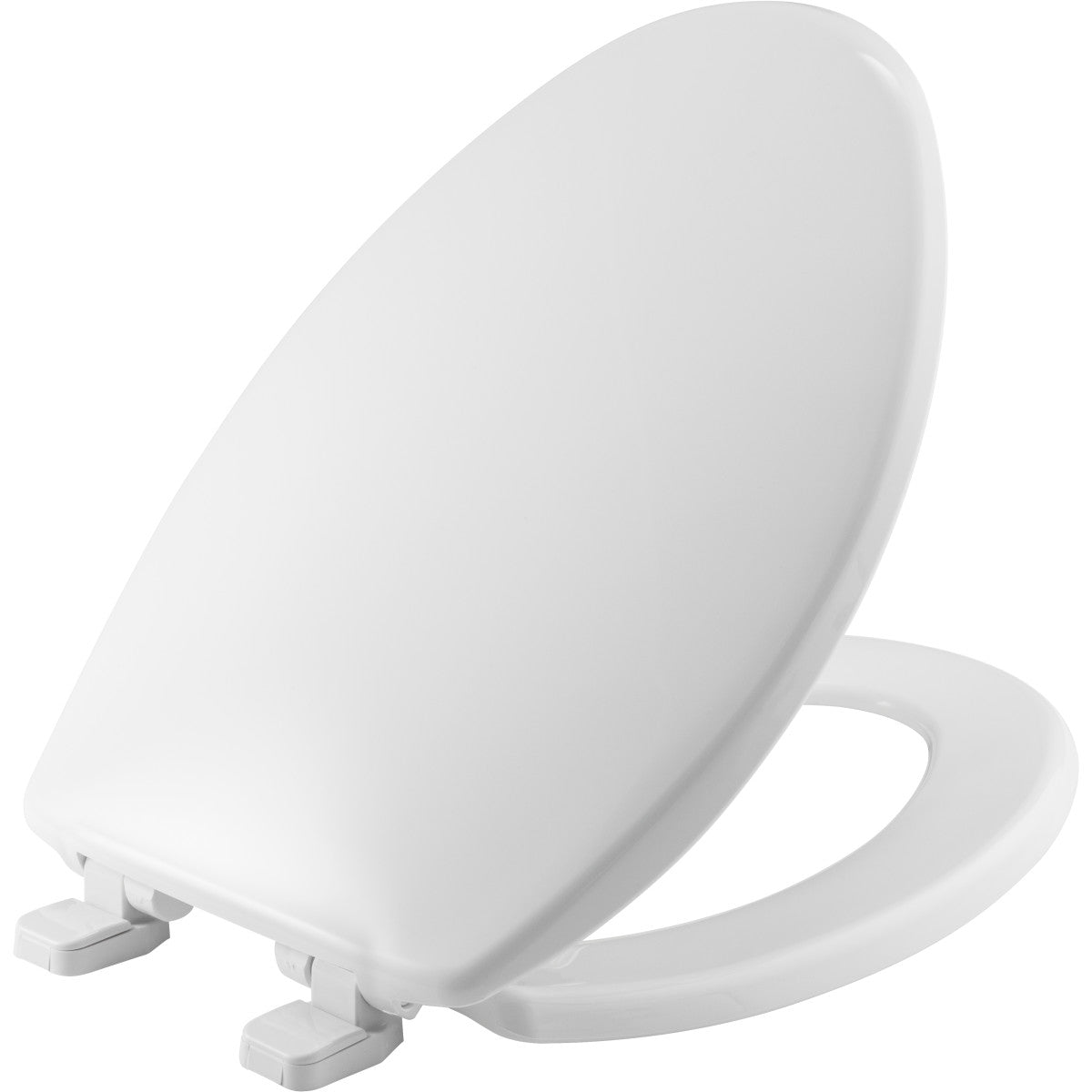 Bemis Elongated Hospitality Plastic Toilet Seat in White with STA-TITE® Seat Fastening System and Whisper•Close® Hinge