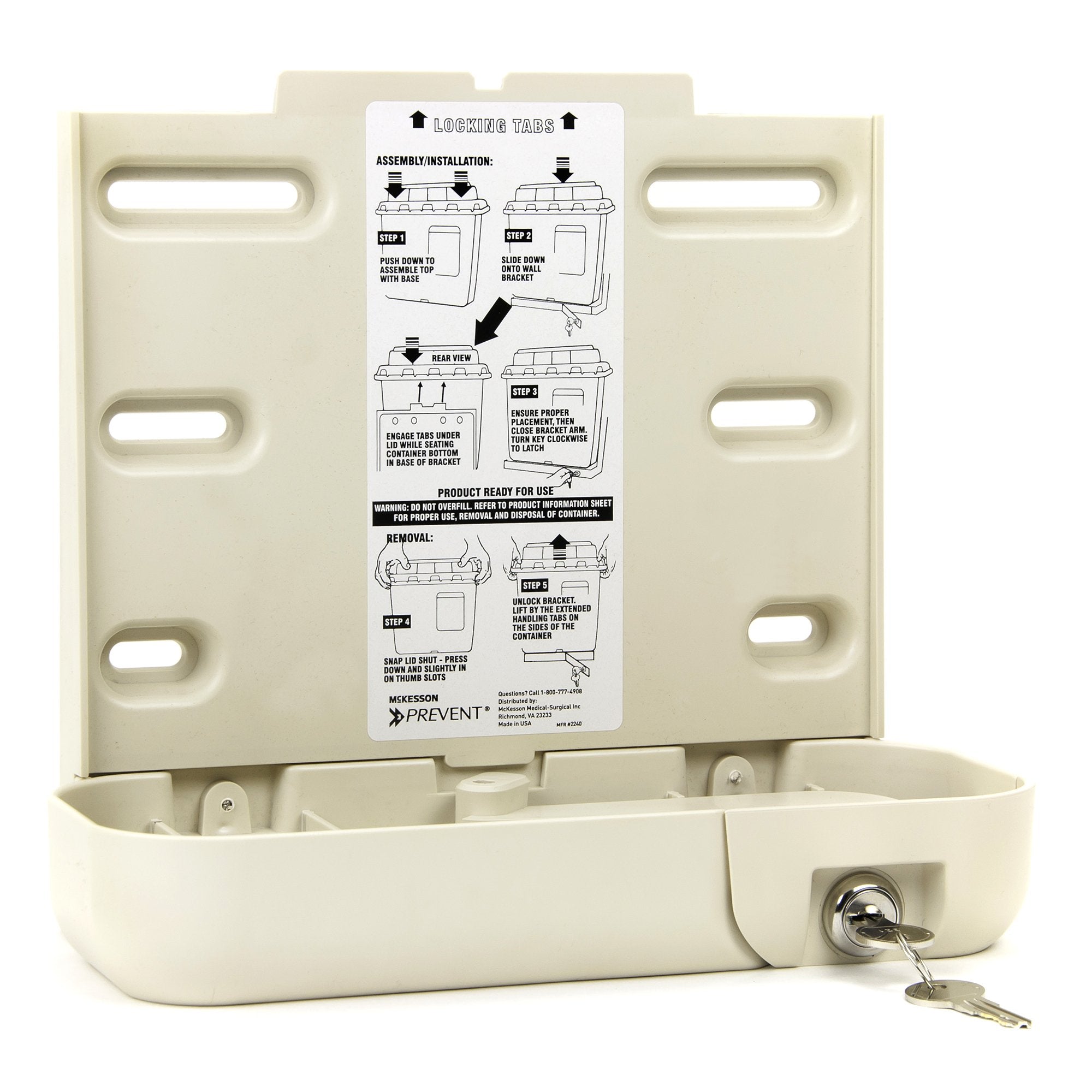 McKesson Brand - Sharps Container Bracket McKesson Prevent® Plastic Wall Mount Locking [2/CS]