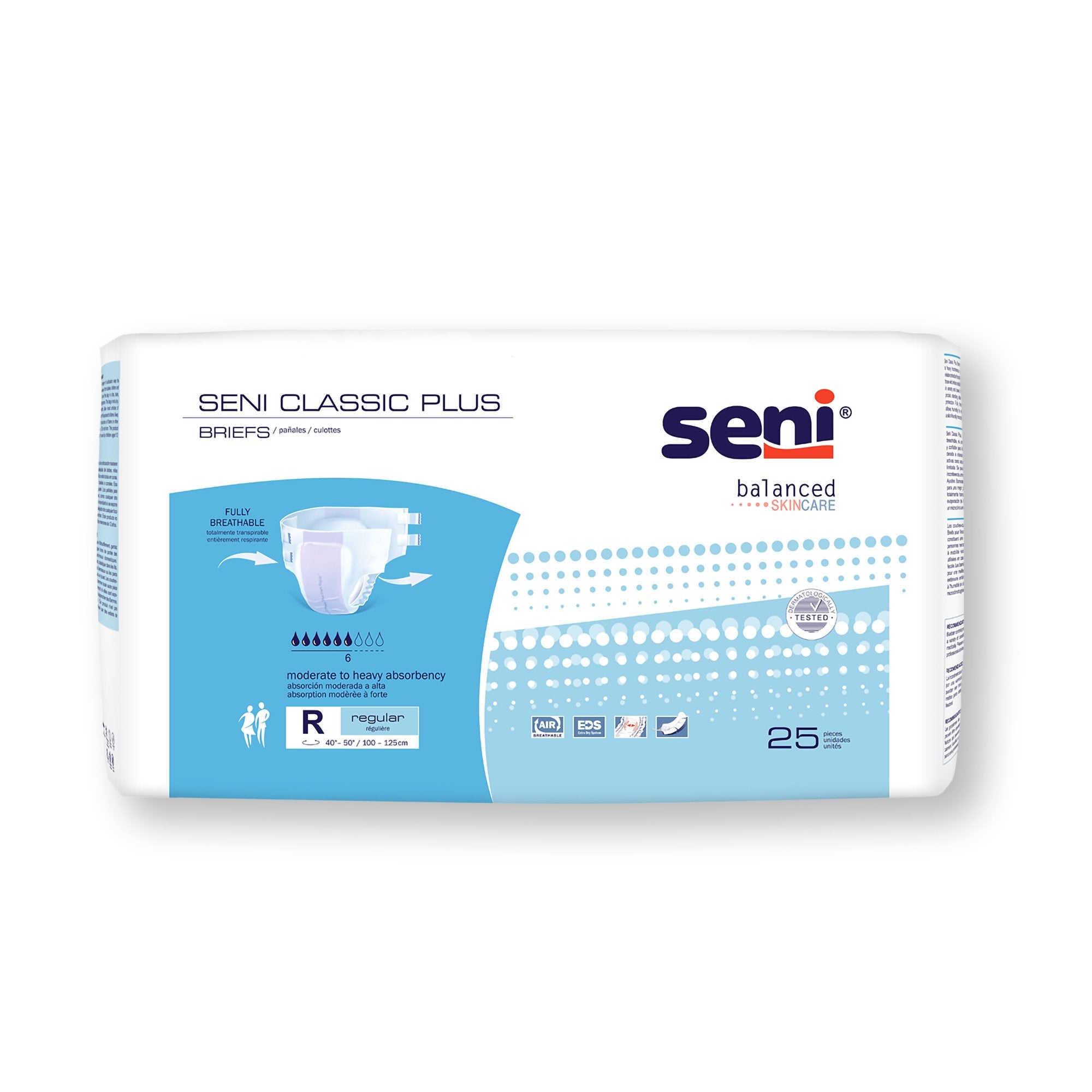 TZMO USA Inc - Unisex Adult Incontinence Brief Seni® Classic Plus Regular Disposable Moderate Absorbency [100/CS]