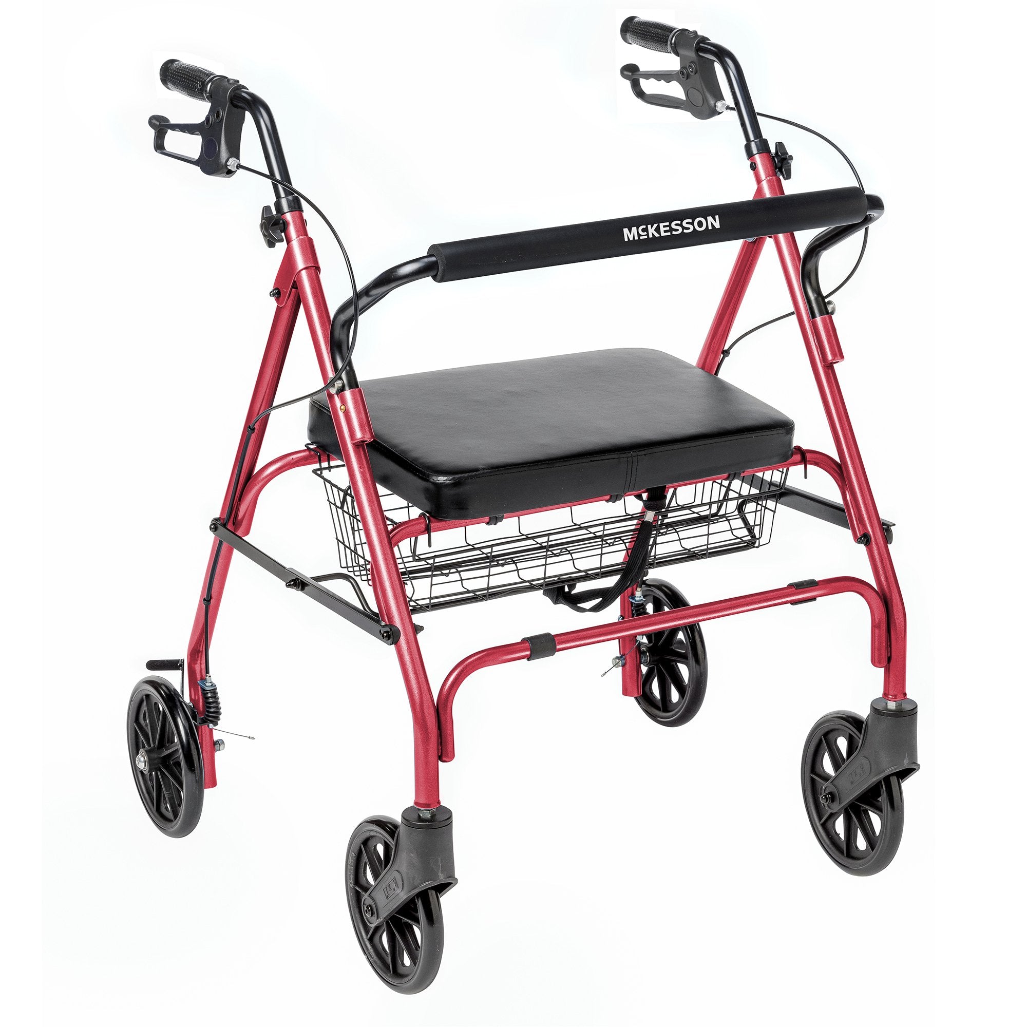 McKesson Brand - Bariatric 4 Wheel Rollator McKesson Red Adjustable Height / Folding Steel Frame [1/CS]