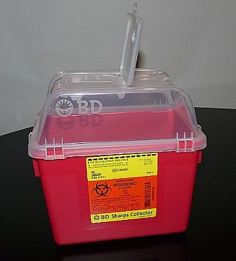 BD - Sharps Container BD™ Red Base 10-3/10 X 11-3/10 X 6-4/5 Inch Vertical Entry 2 Gallon [24/CS]