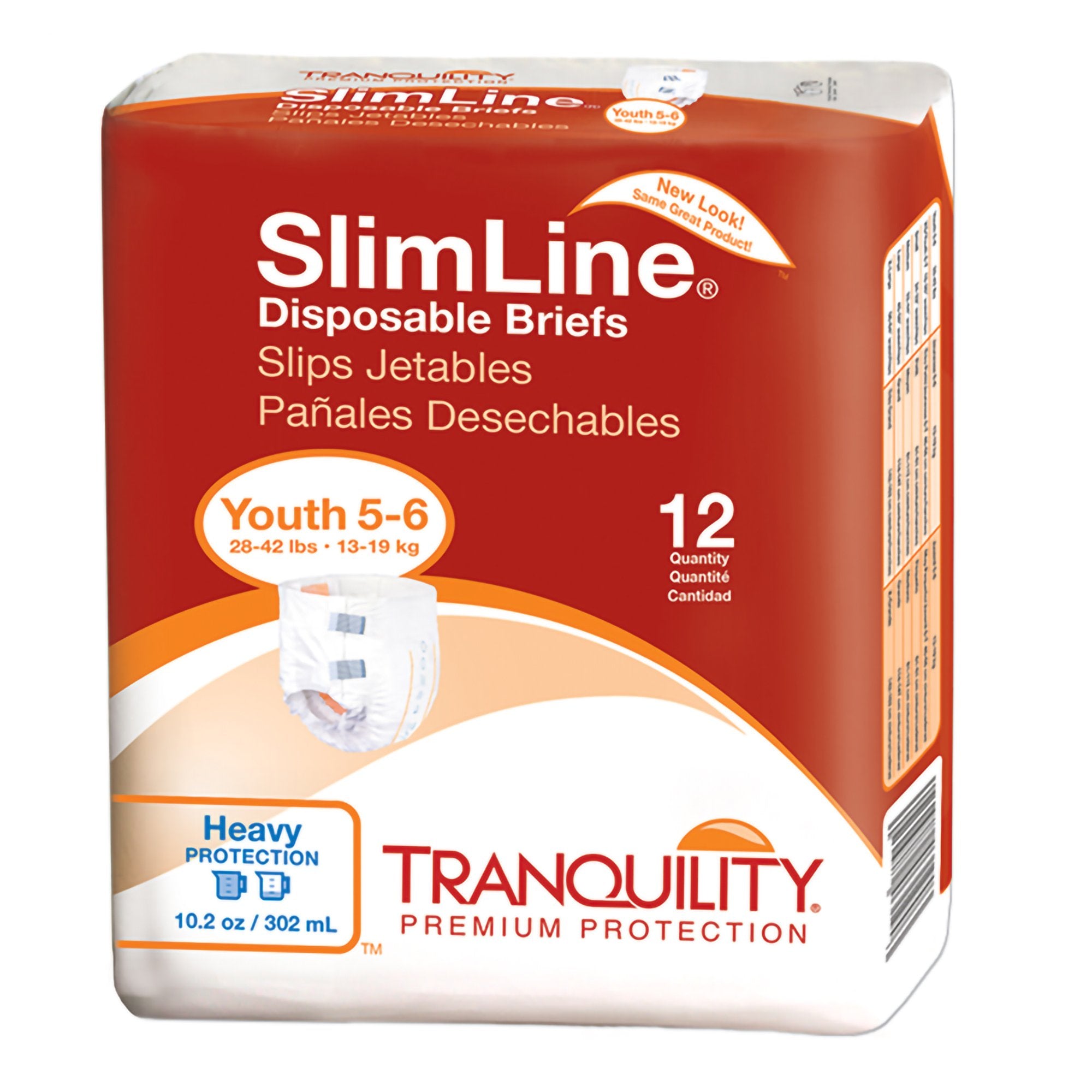 Principle Business Enterprises - Unisex Youth Incontinence Brief Tranquility® Slimline® Size 5 to 6 Disposable Heavy Absorbency [120/CS]