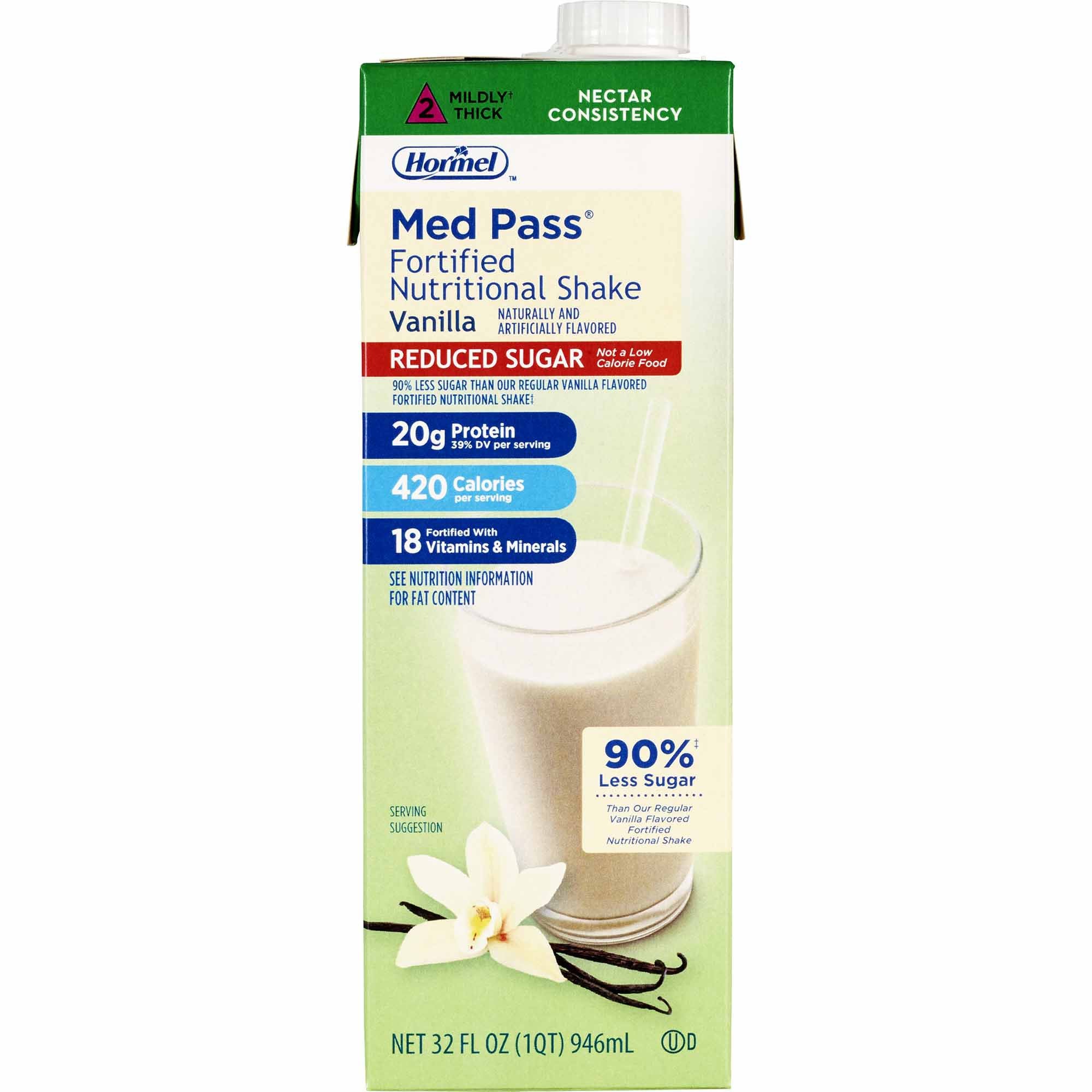 Hormel Food Sales - Oral Supplement Med Pass® Reduced Sugar Vanilla Flavor Liquid 32 oz. Carton [12/CS]