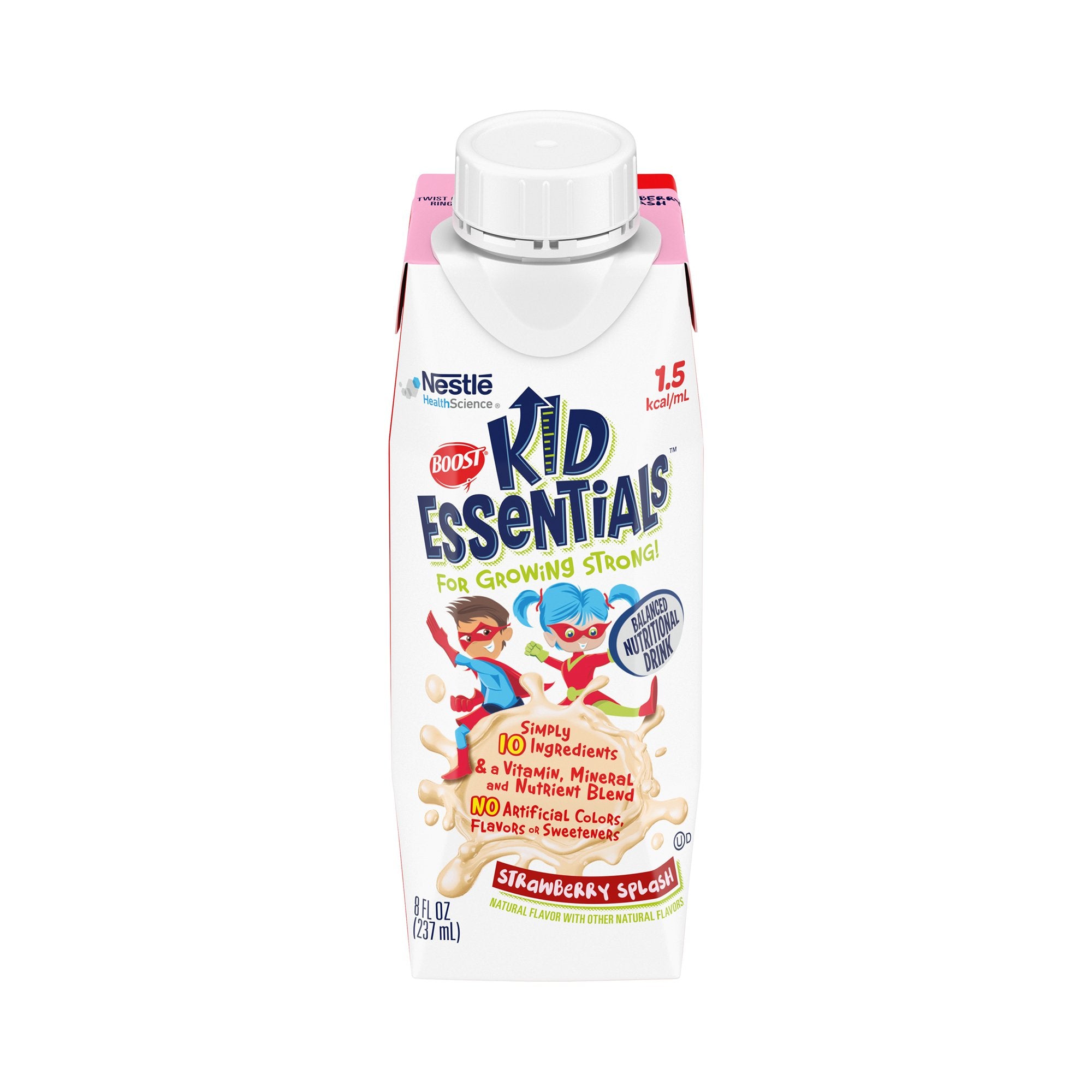 Nestle Healthcare Nutrition - Pediatric Oral Supplement Boost® Kid Essentials™ 1.5 Strawberry Splash Flavor 8 oz. Carton Liquid Vitamins / Minerals [24/CS]